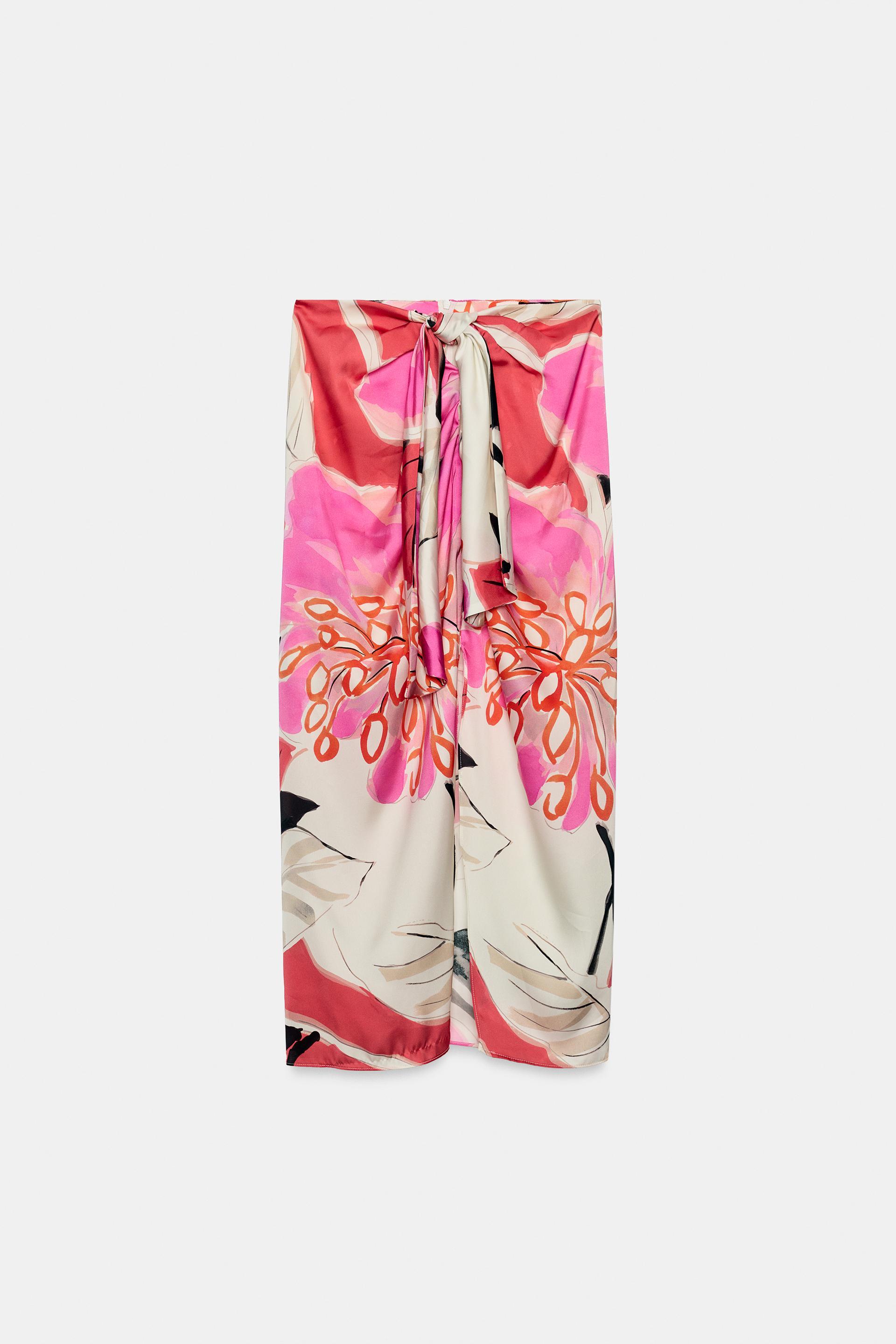PRINTED KNOTTED MIDI SKIRT by ZARA