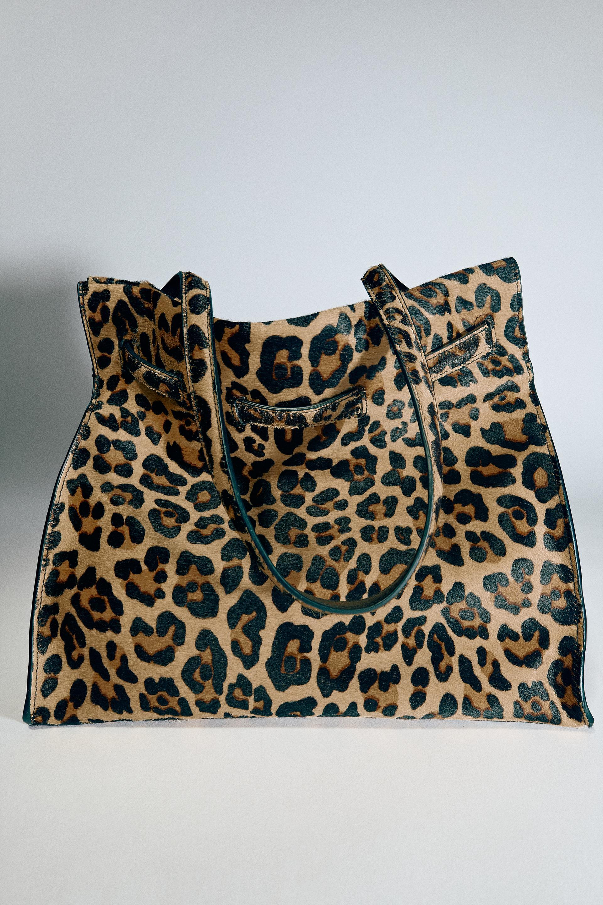 PRINTED LEATHER SHOULDER BAG by ZARA