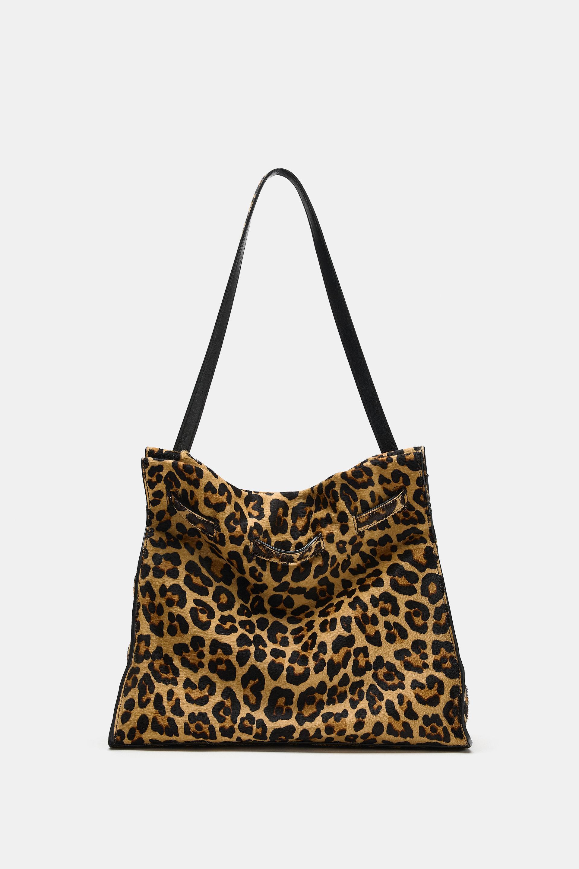PRINTED LEATHER SHOULDER BAG by ZARA