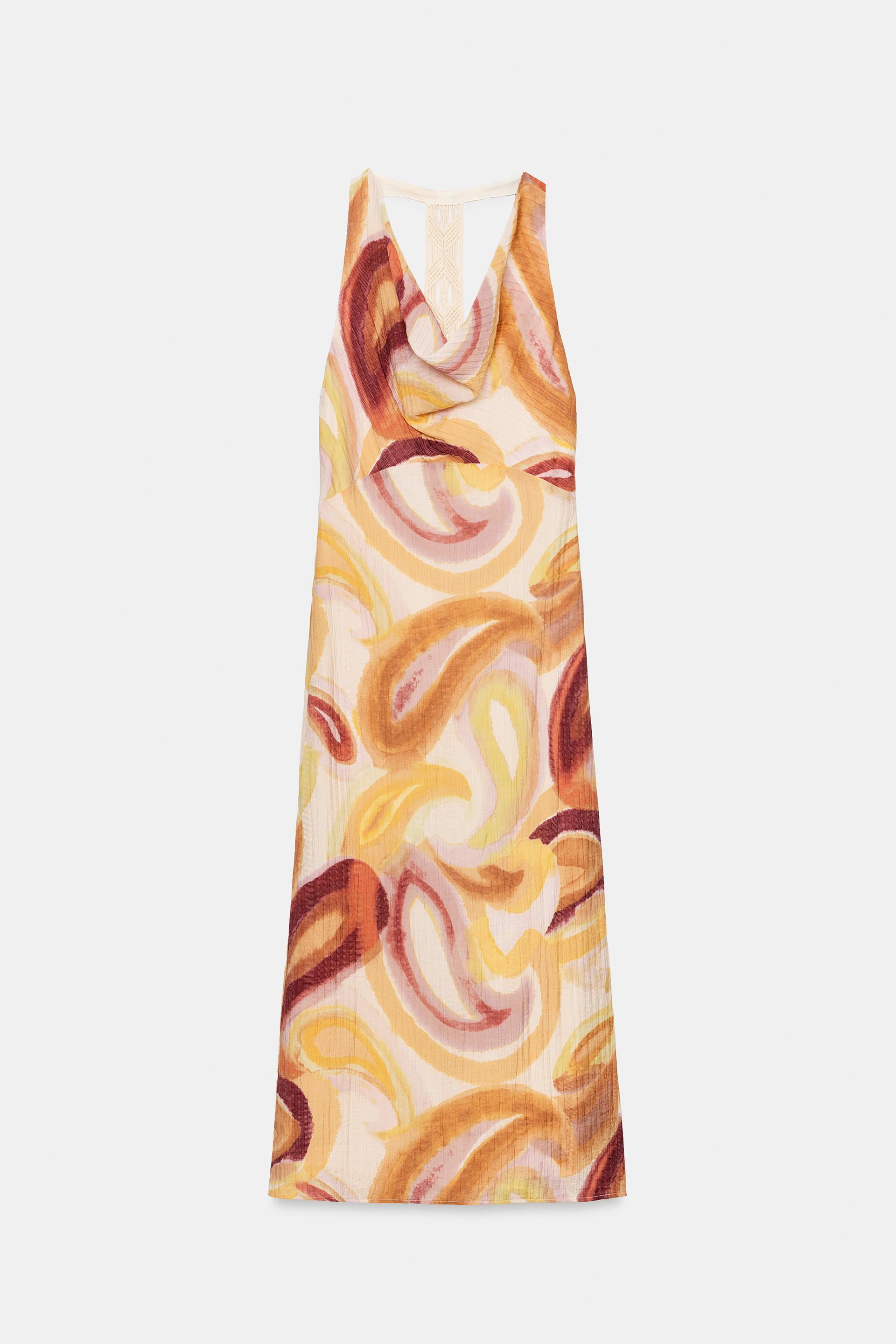 PRINTED MIDI DRESS WITH COMBINATION BACK by ZARA