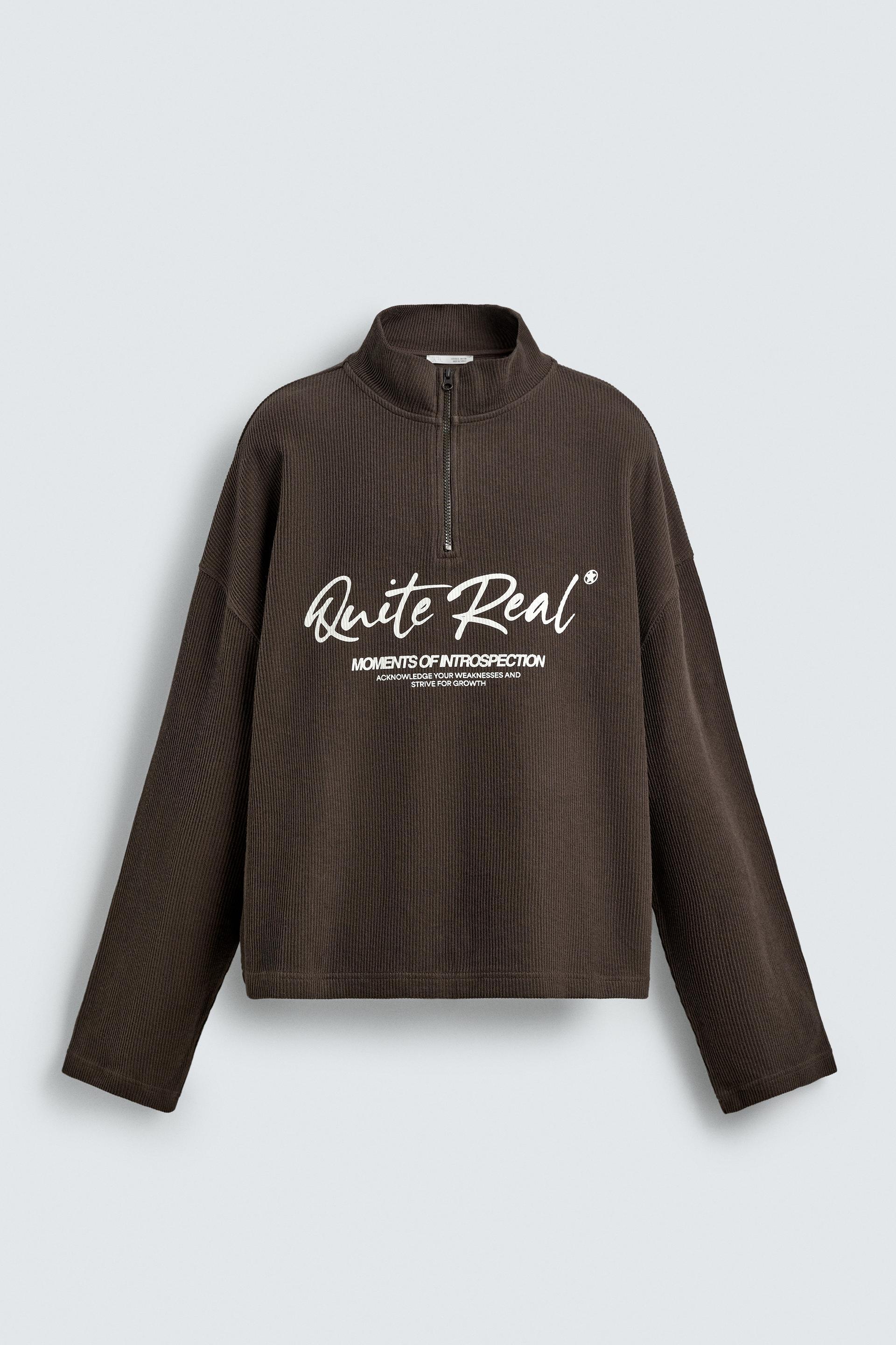 PRINTED QUARTER-ZIP SWEAT-SHIRT by ZARA