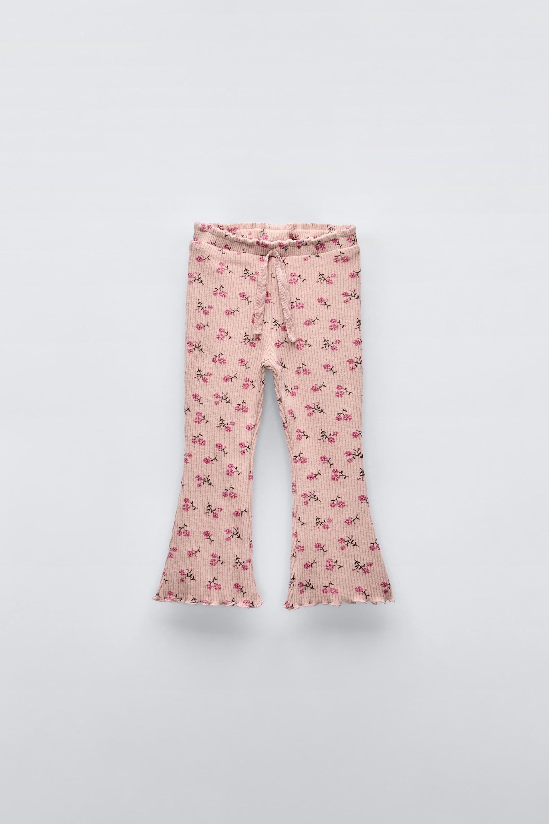 PRINTED RIB FLARED SOFT PANTS by ZARA