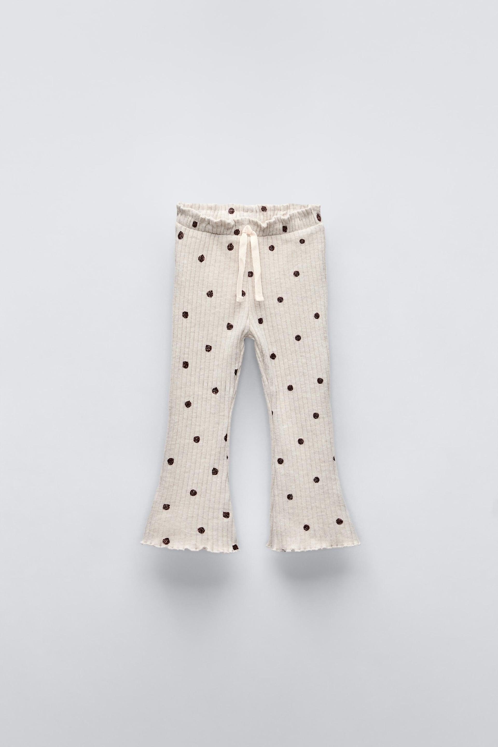 PRINTED RIB FLARED SOFT POLKA DOT PANTS by ZARA