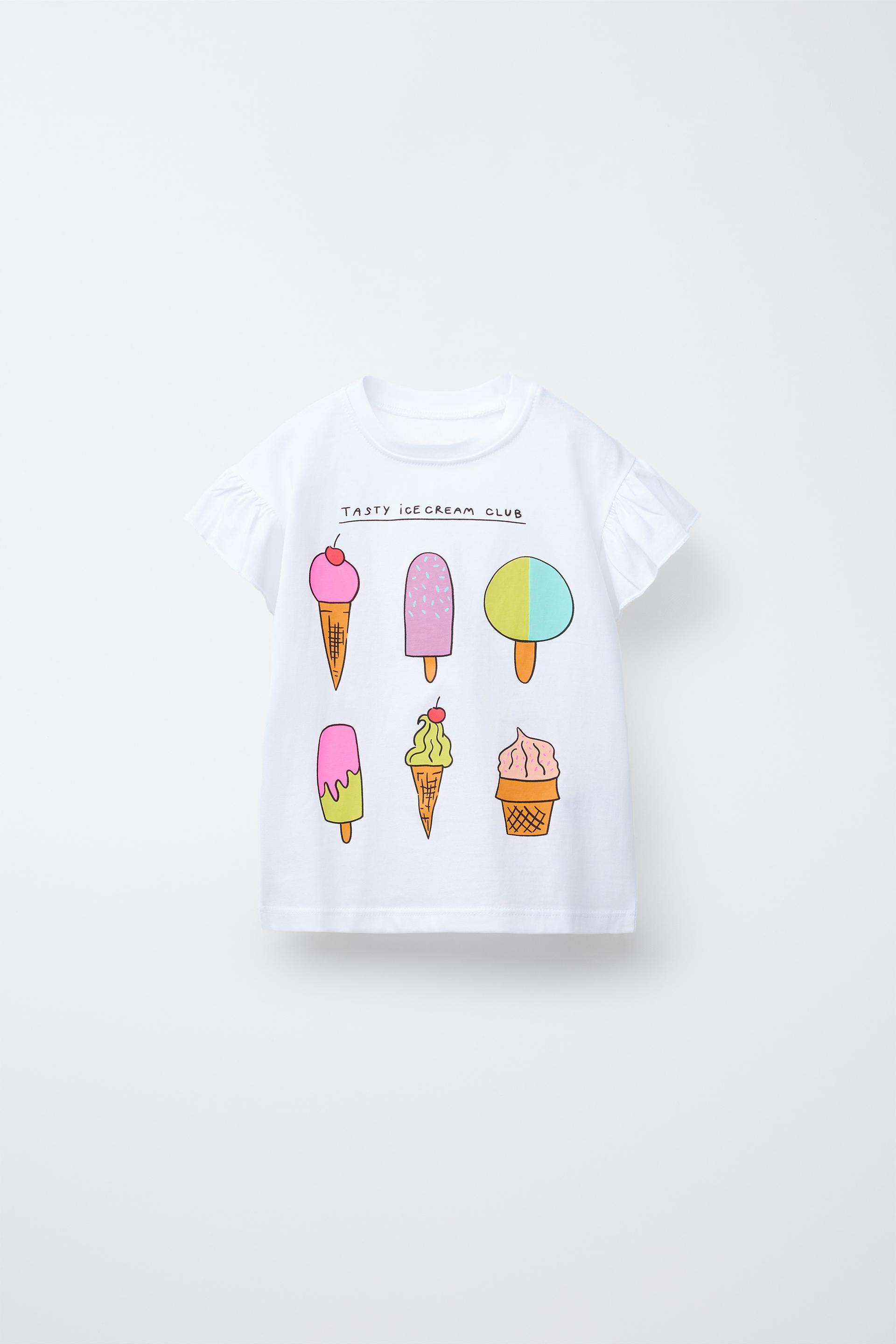 PRINTED RUFFLE T-SHIRT by ZARA