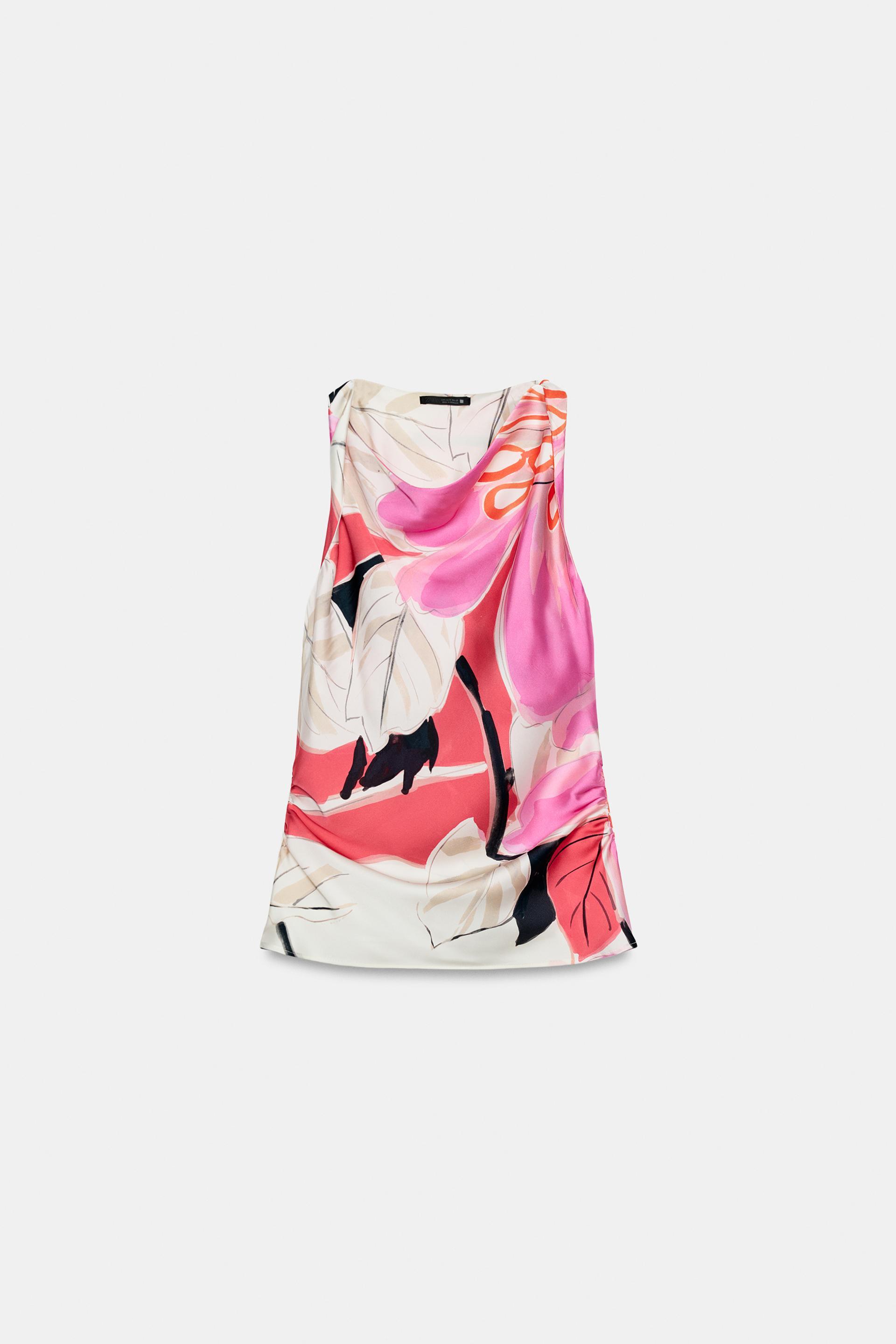 PRINTED SATIN EFFECT TOP by ZARA