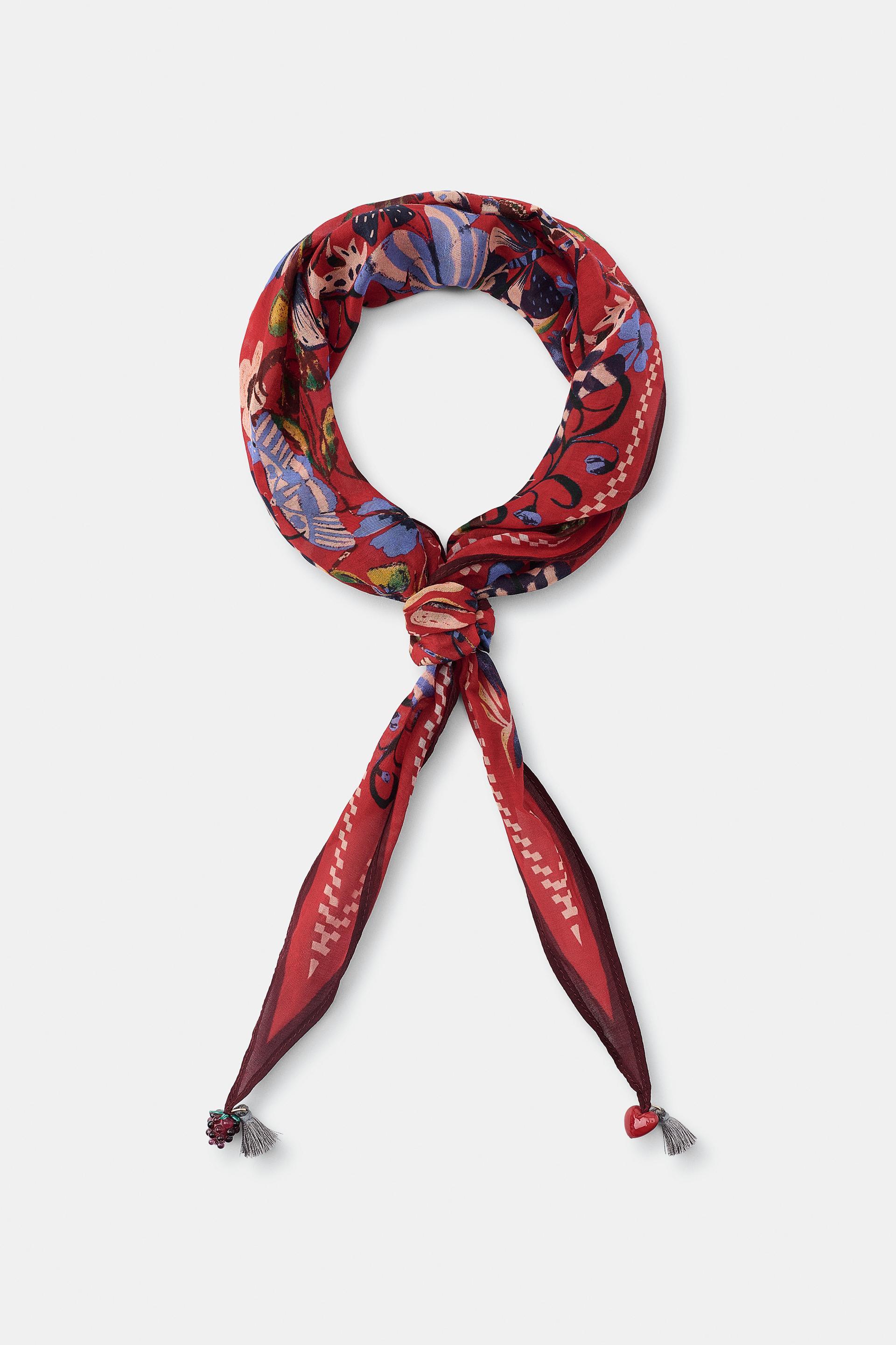 PRINTED SILK CHARM BANDANA by ZARA