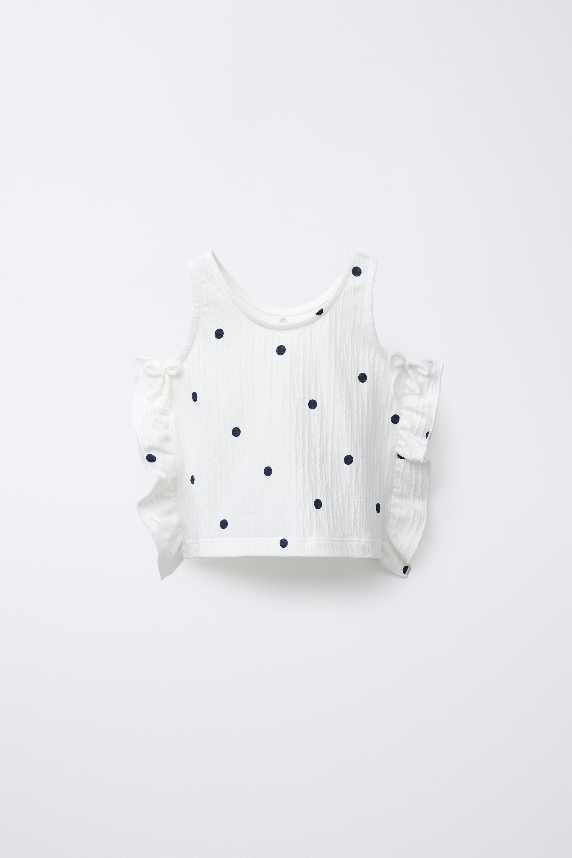 PRINTED TEXTURED RUFFLE TOP by ZARA