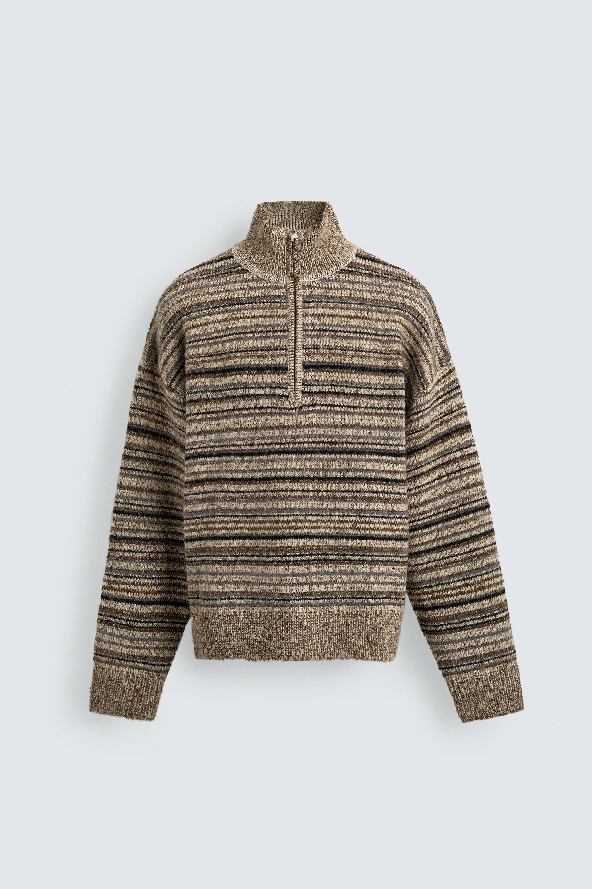 QUARTER-ZIP CABLE KNIT JUMPER by ZARA