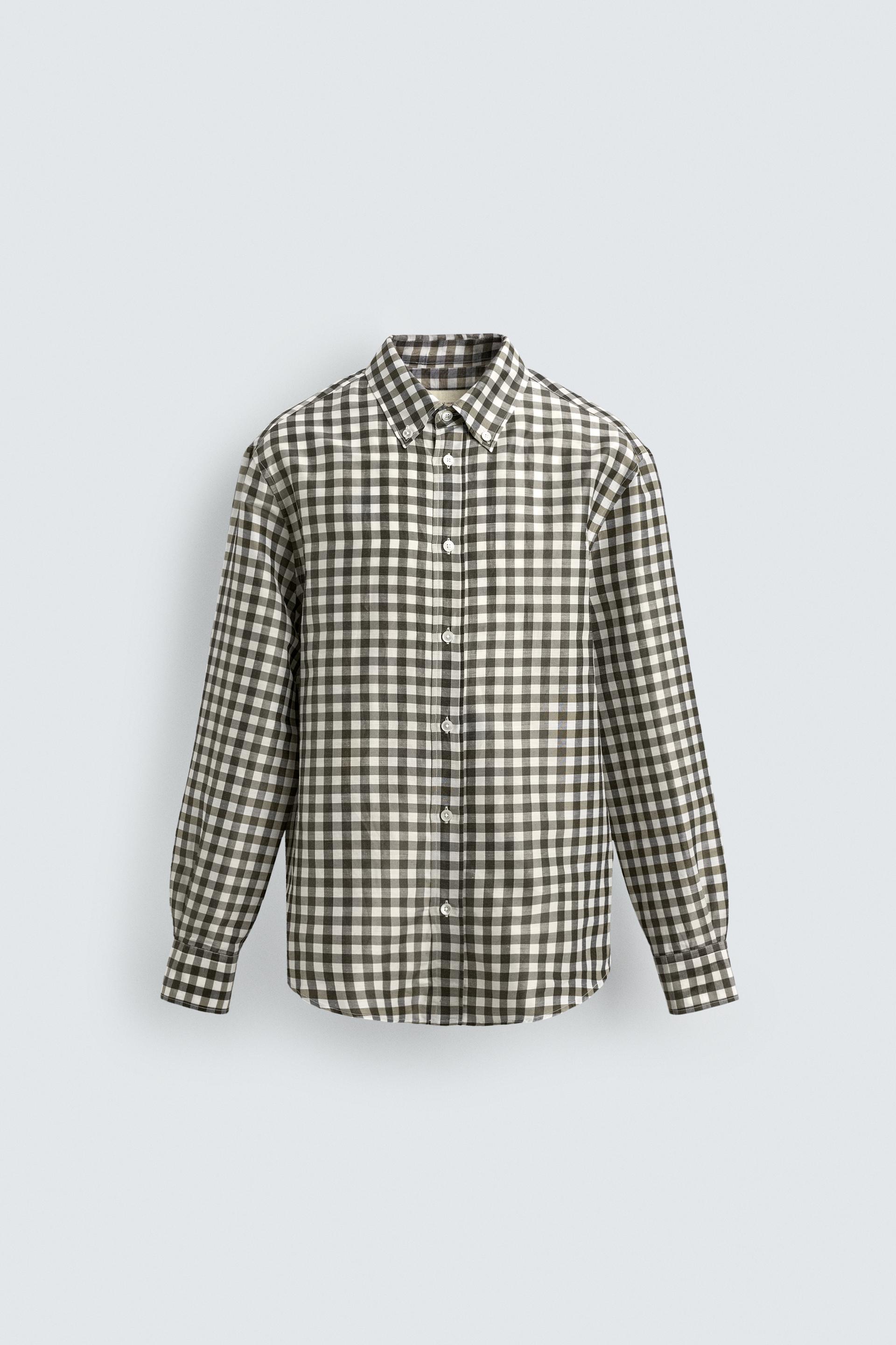 RAMIE - SILK PLAID SHIRT by ZARA