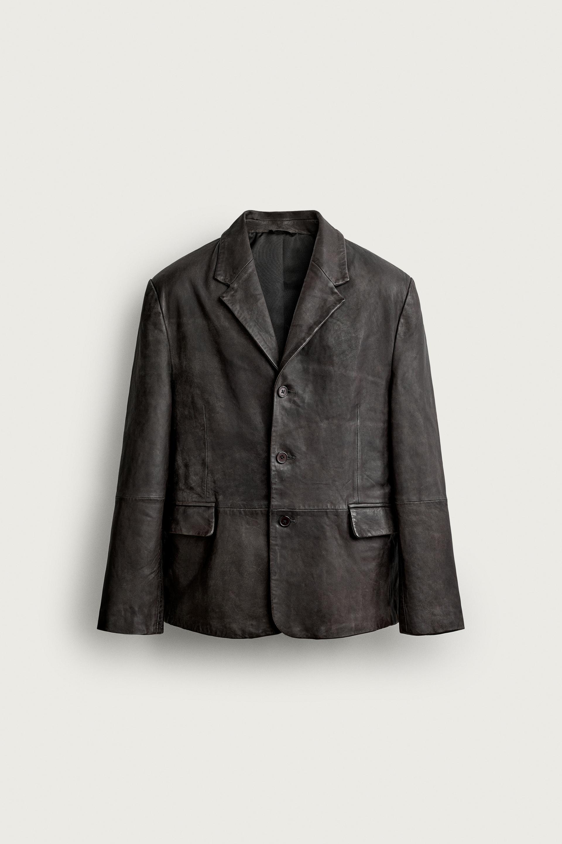 REGULAR FIT LEATHER BLAZER by ZARA