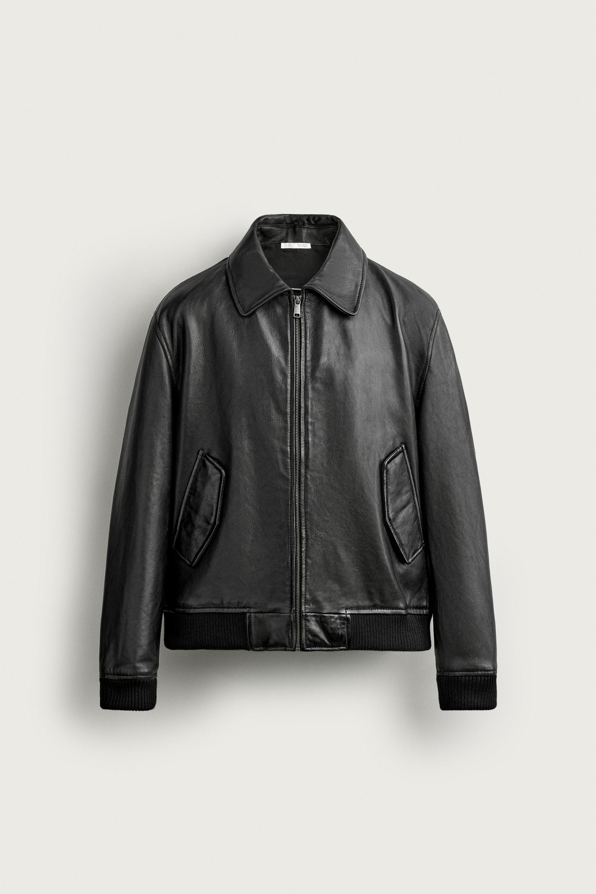 REGULAR FIT LEATHER JACKET by ZARA