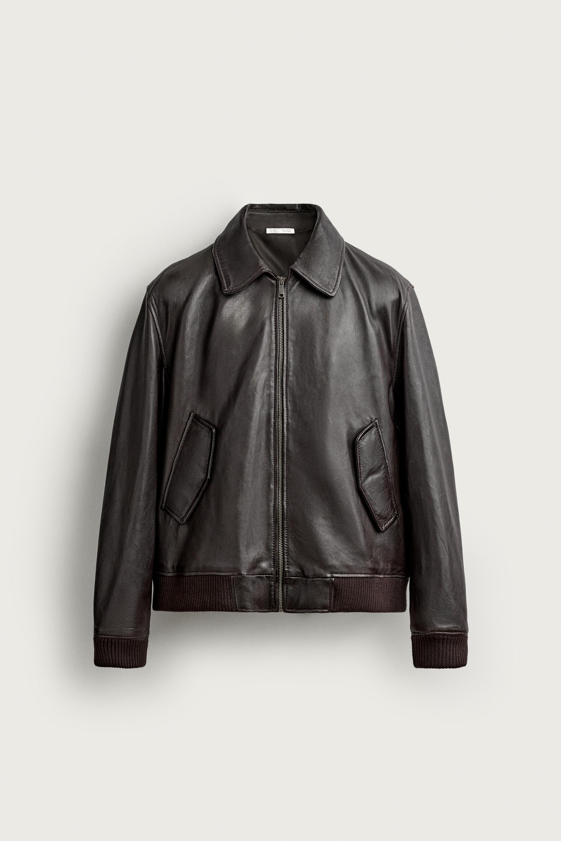 REGULAR FIT LEATHER JACKET by ZARA