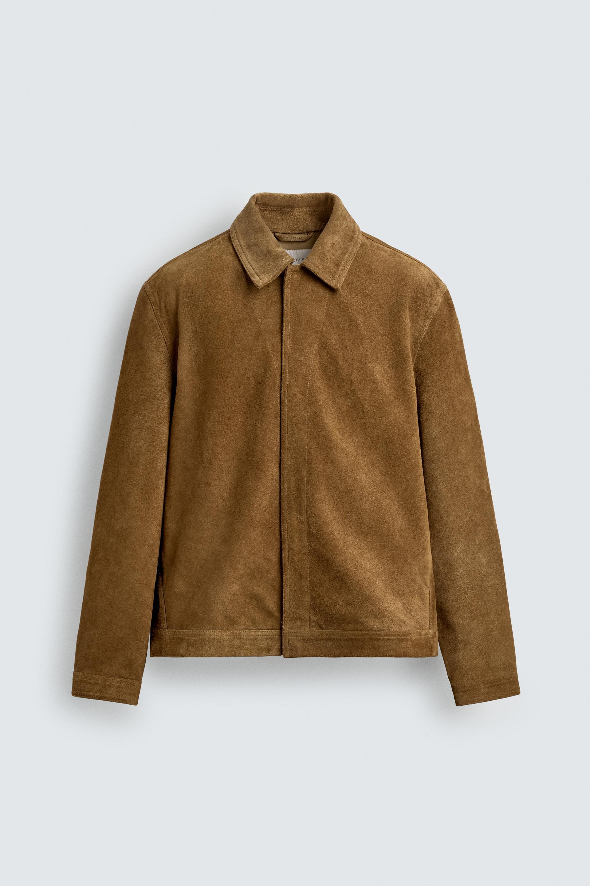 REGULAR FIT SUEDE LEATHER OVERSHIRT by ZARA