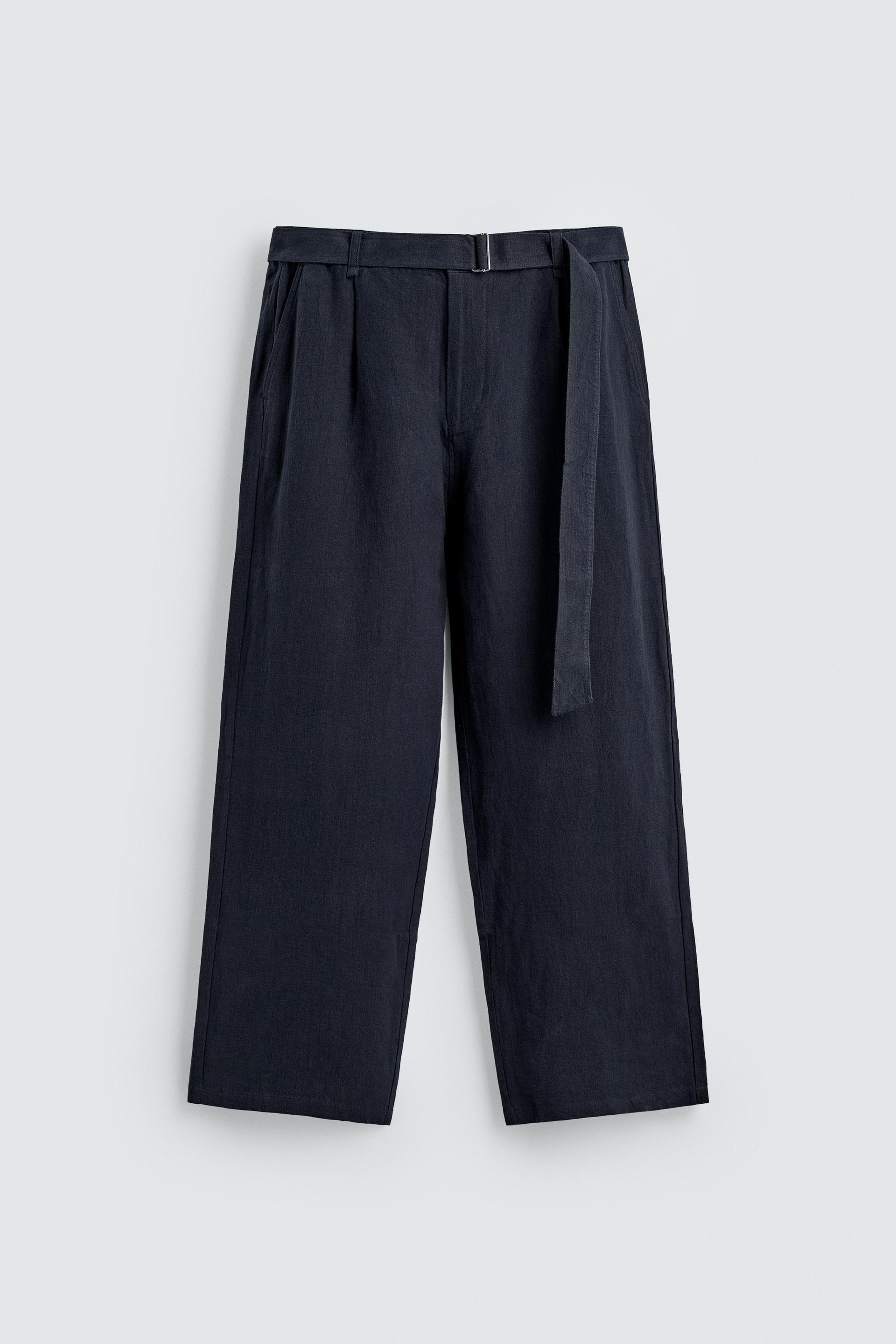 RELAXED FIT 100% LINEN BELTED PANTS by ZARA