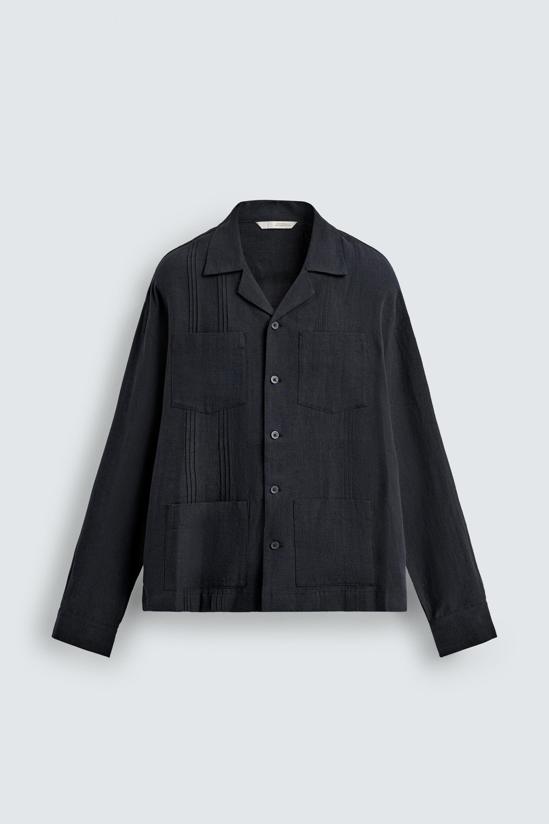 RELAXED FIT 100% LINEN SHIRT WITH PLEATED POCKETS by ZARA