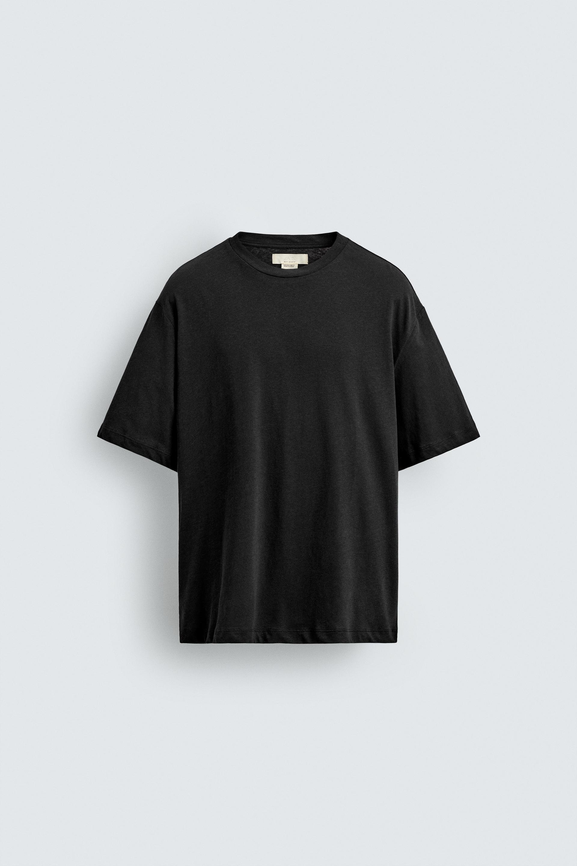 RELAXED FIT COTTON - LINEN T-SHIRT by ZARA