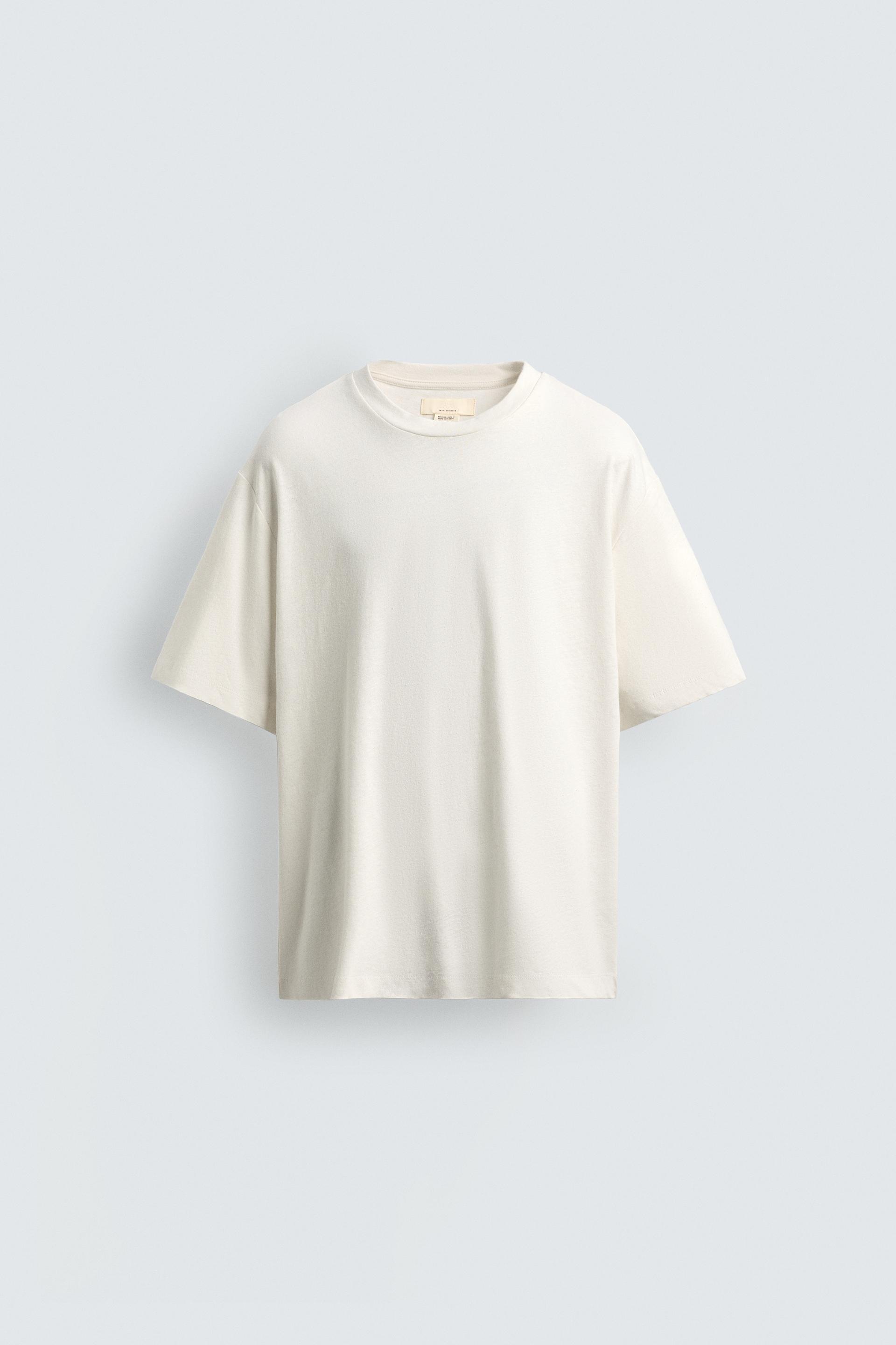 RELAXED FIT COTTON - LINEN T-SHIRT by ZARA