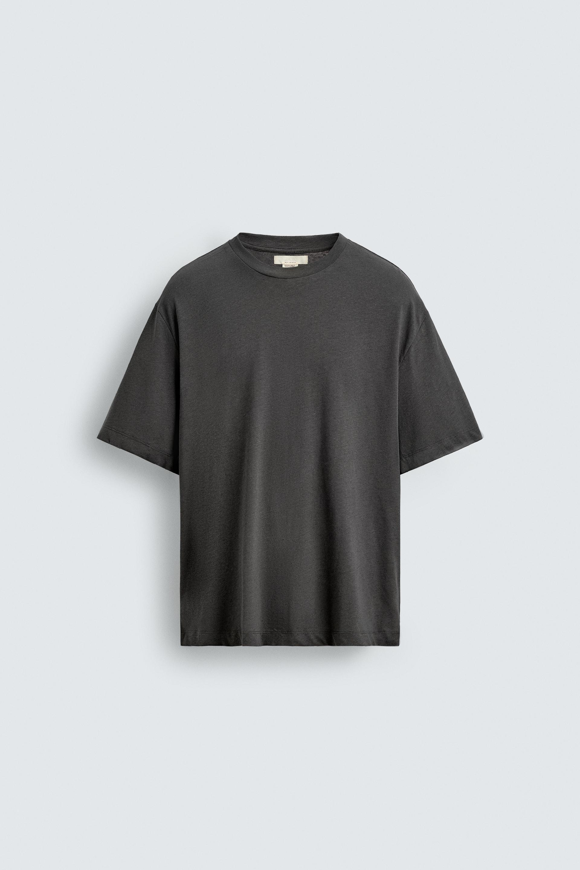 RELAXED FIT COTTON - LINEN T-SHIRT by ZARA