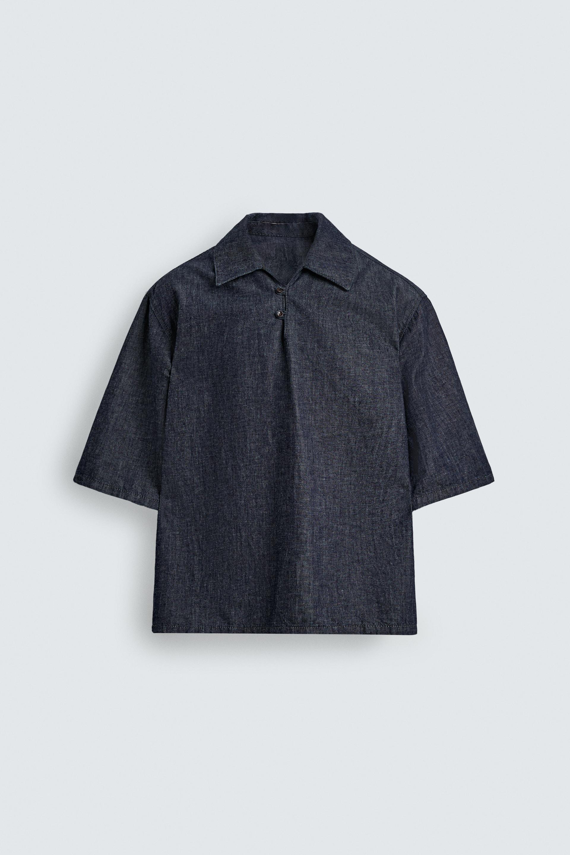RELAXED FIT DENIM POLO SHIRT by ZARA