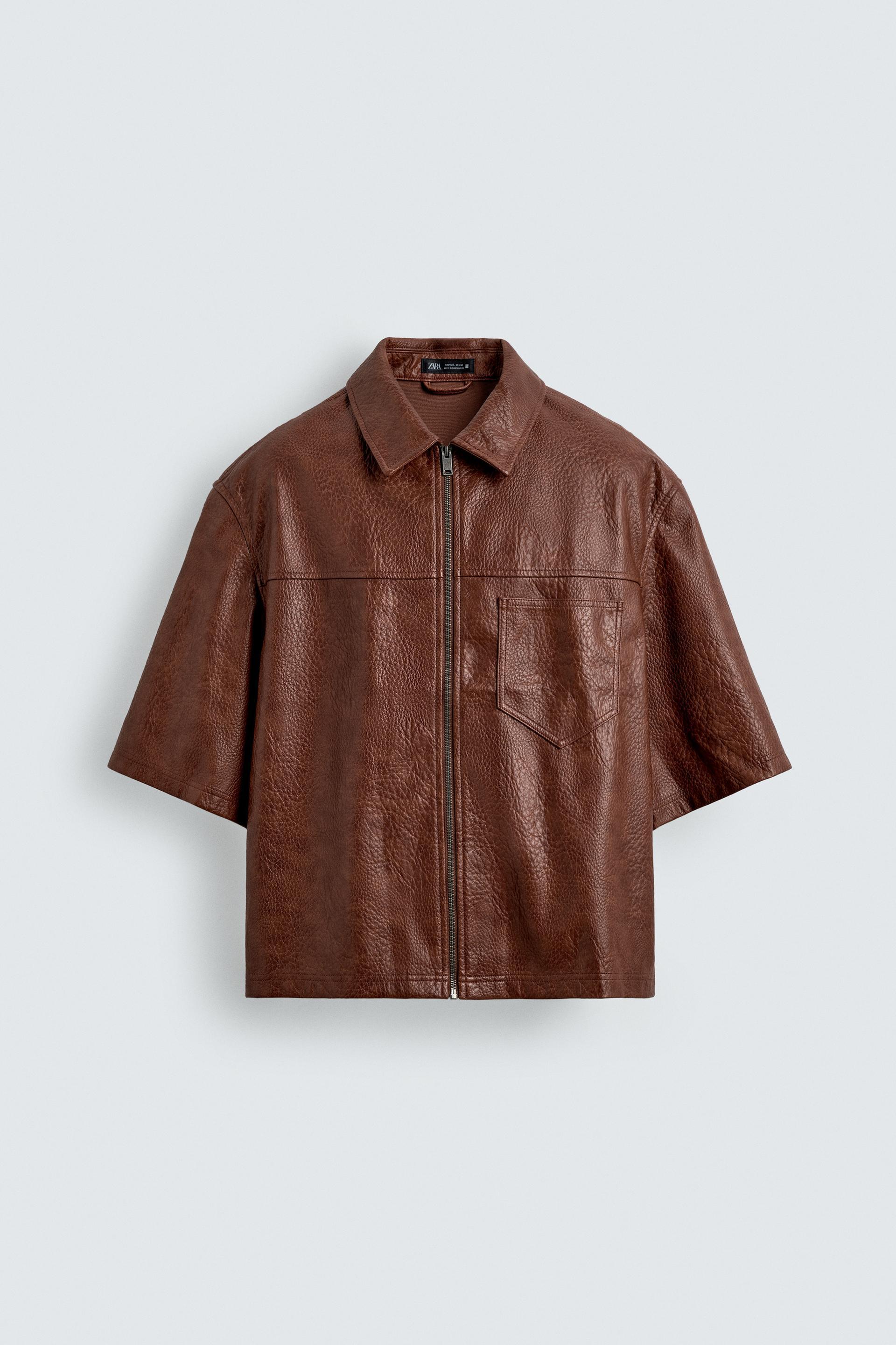 RELAXED FIT FAUX LEATHER OVERSHIRT by ZARA