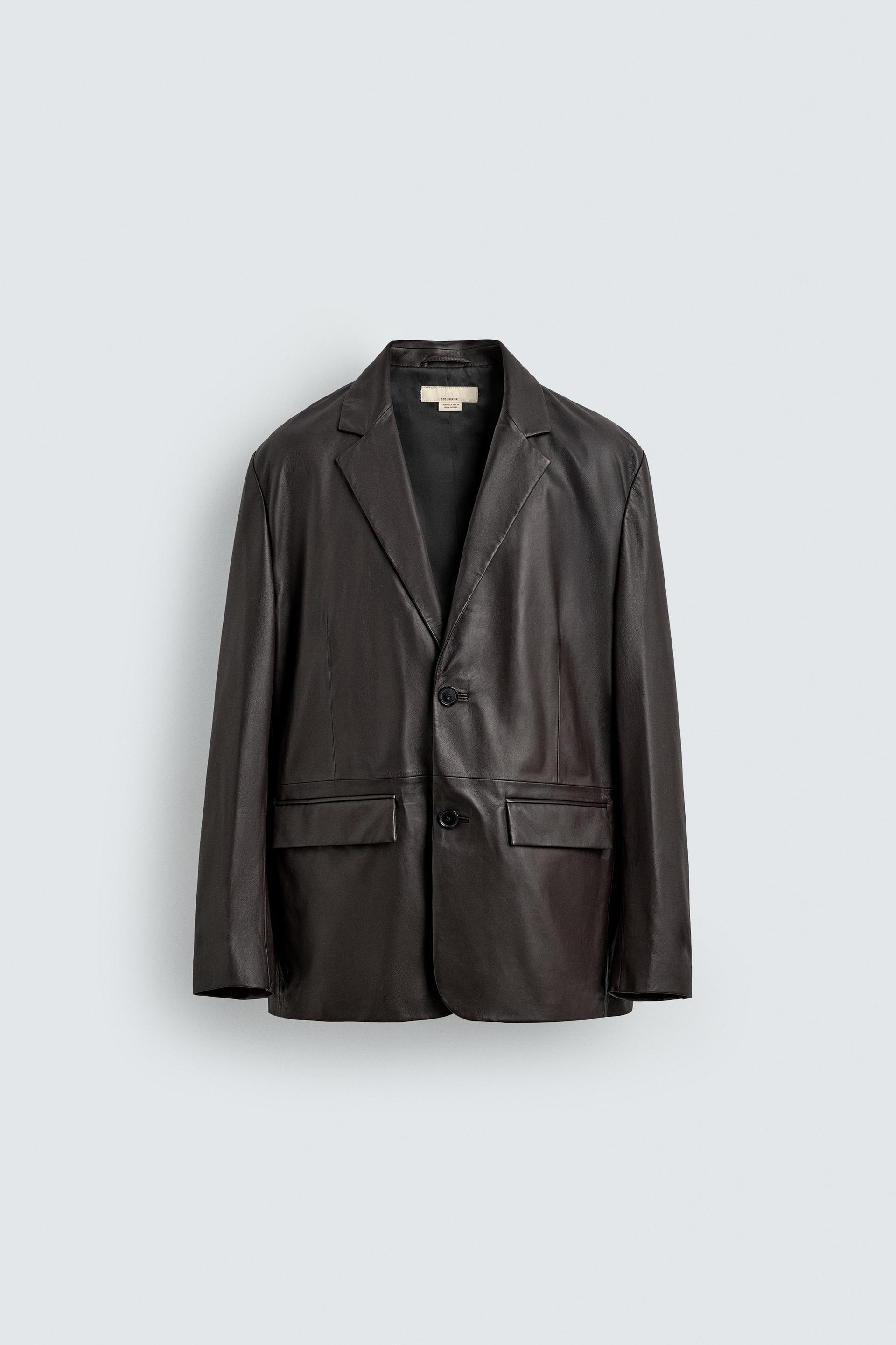 RELAXED FIT LEATHER BLAZER by ZARA