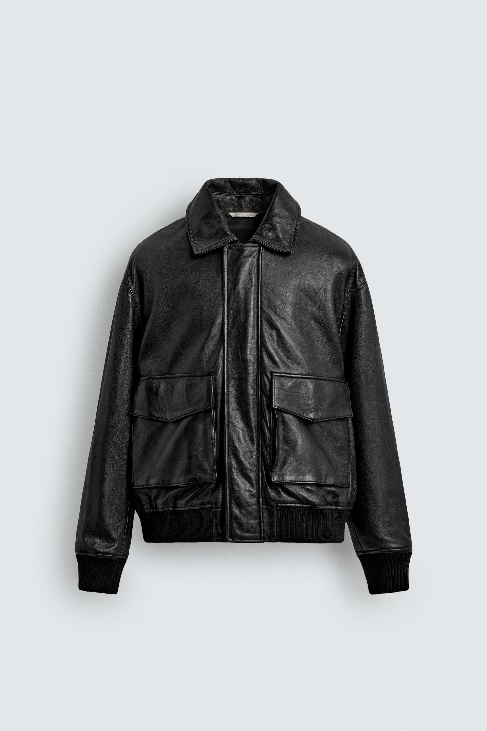 RELAXED FIT LEATHER JACKET by ZARA