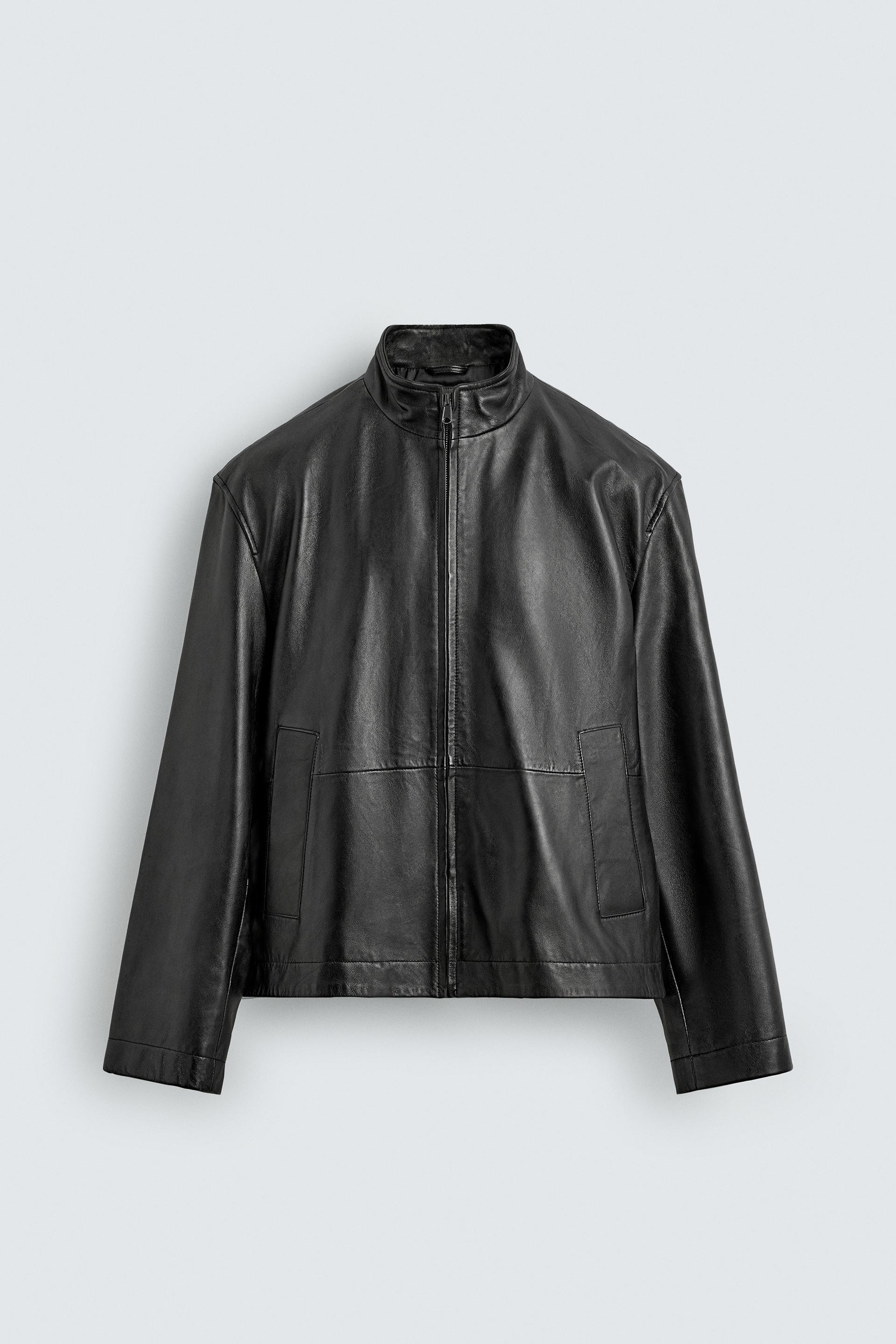 RELAXED FIT LEATHER JACKET by ZARA