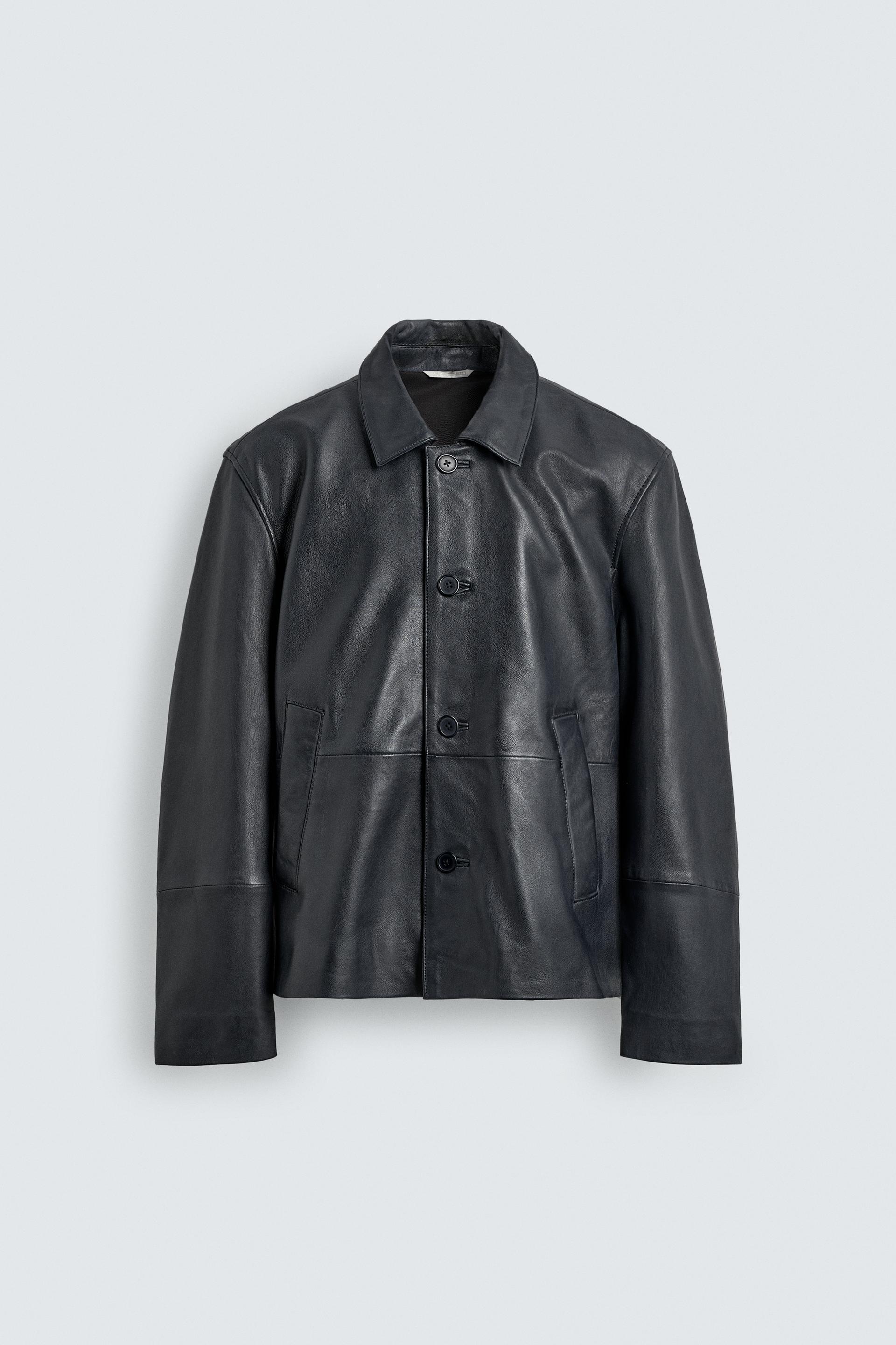 RELAXED FIT LEATHER JACKET by ZARA