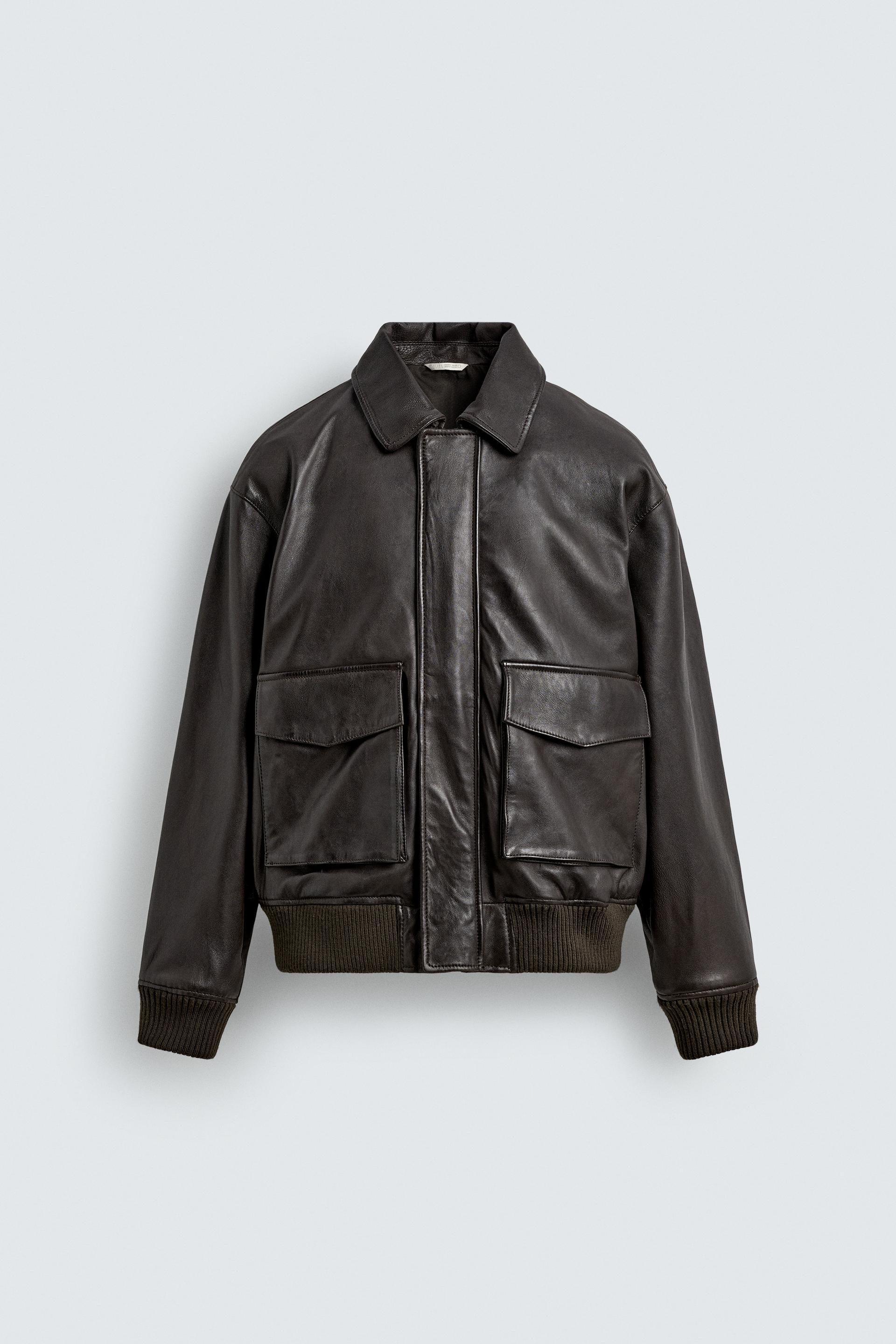 RELAXED FIT LEATHER JACKET by ZARA