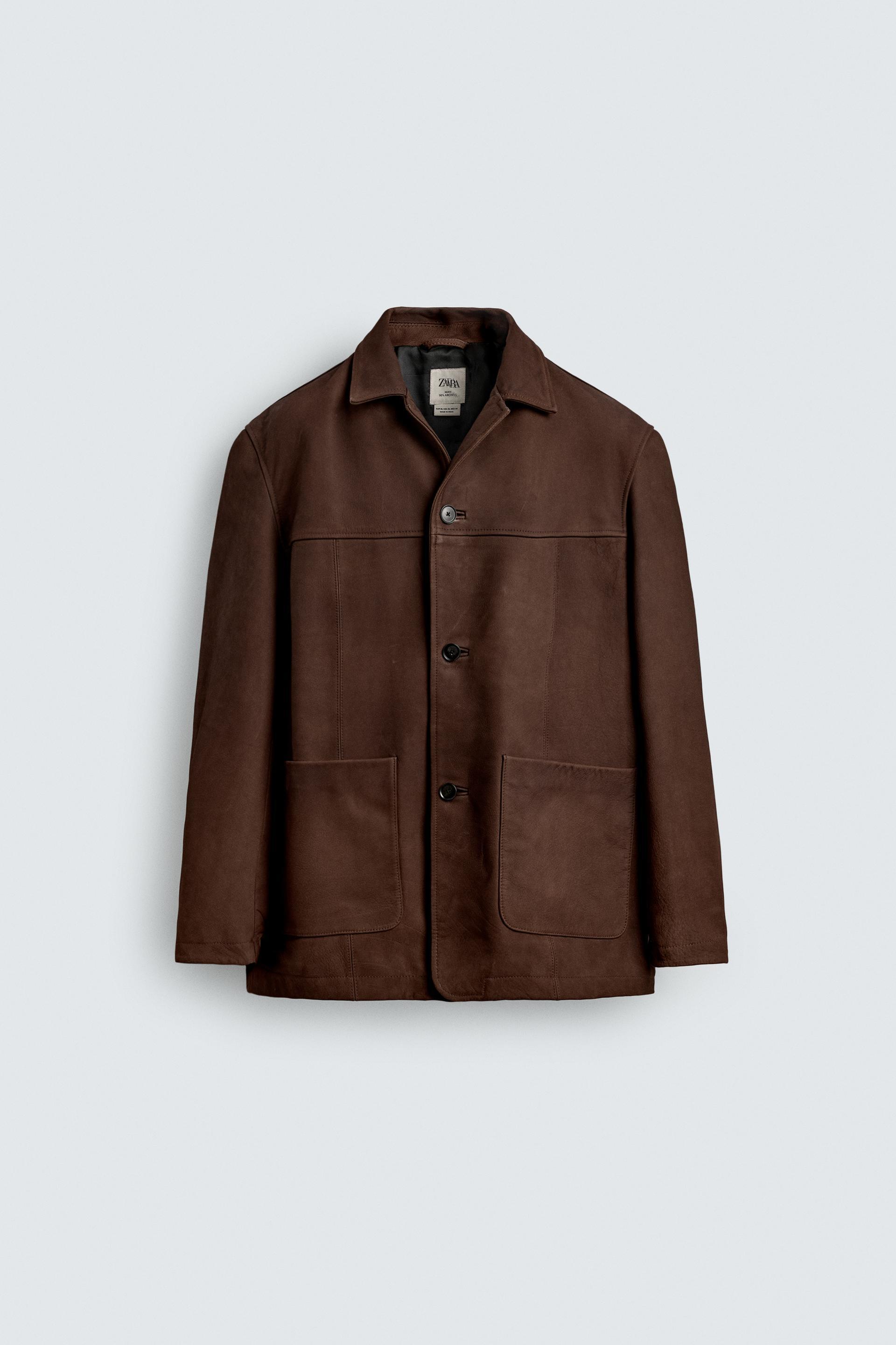 RELAXED FIT LEATHER JACKET by ZARA