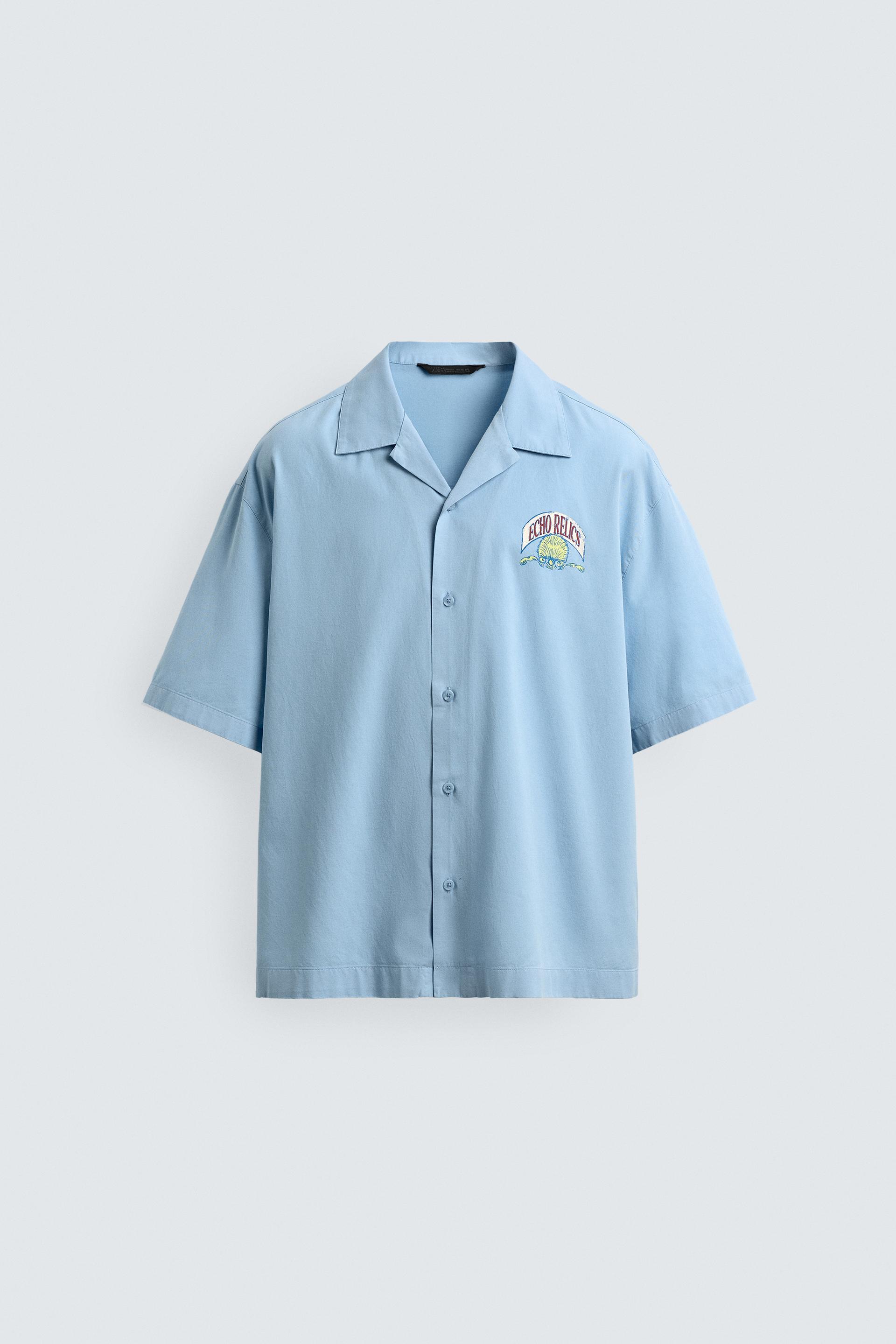 RELAXED FIT LYOCELL - COTTON PRINTED SHIRT by ZARA