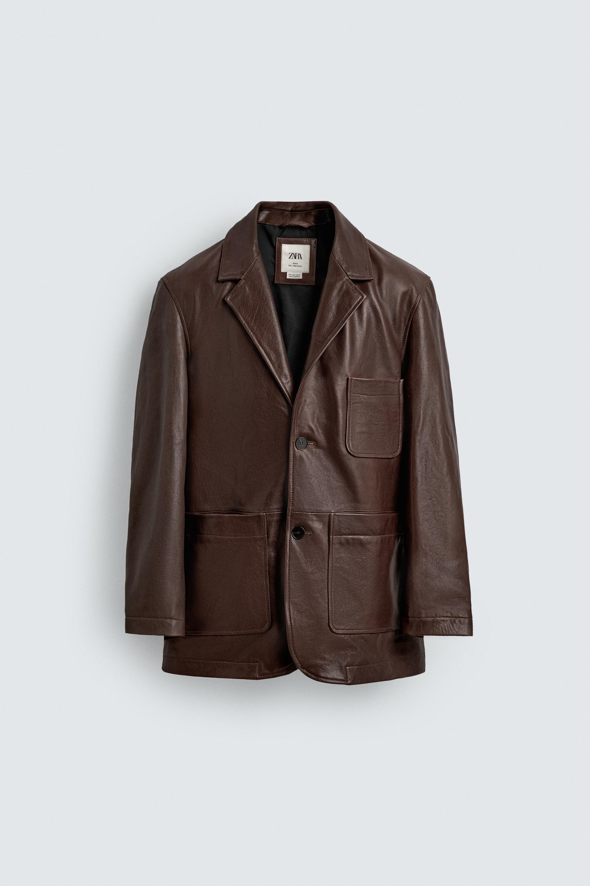RELAXED FIT NAPPA LEATHER BLAZER by ZARA