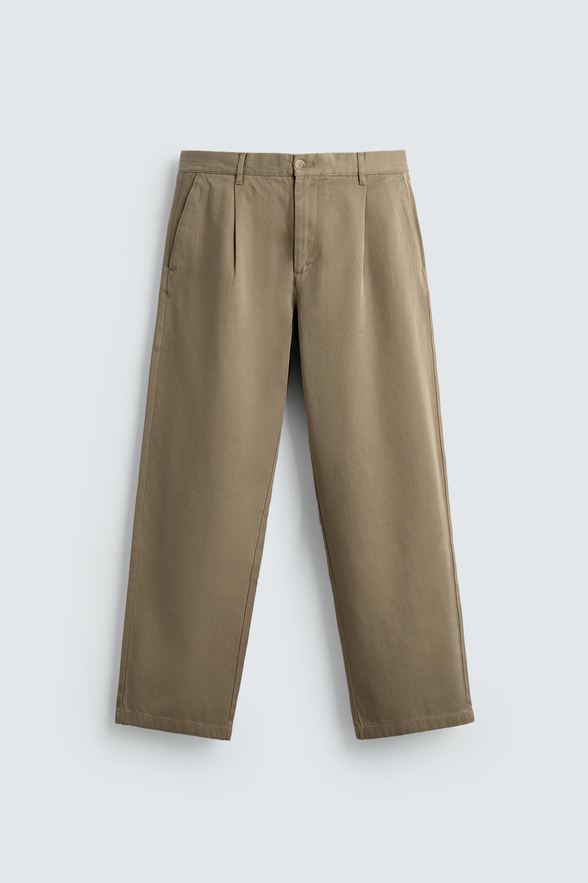 RELAXED FIT PLEATED CHINO PANTS by ZARA