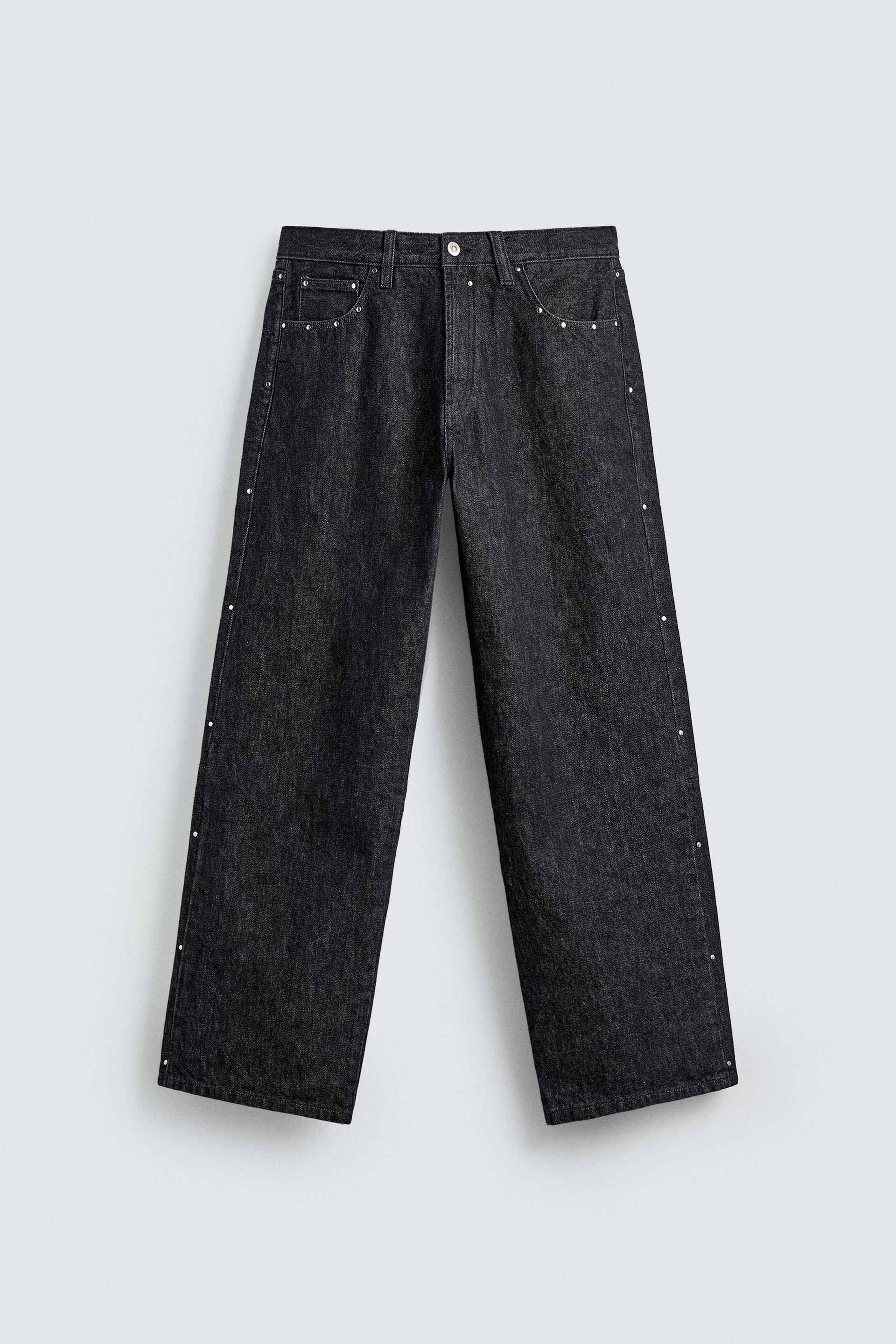 RELAXED FIT STUDDED JEANS by ZARA