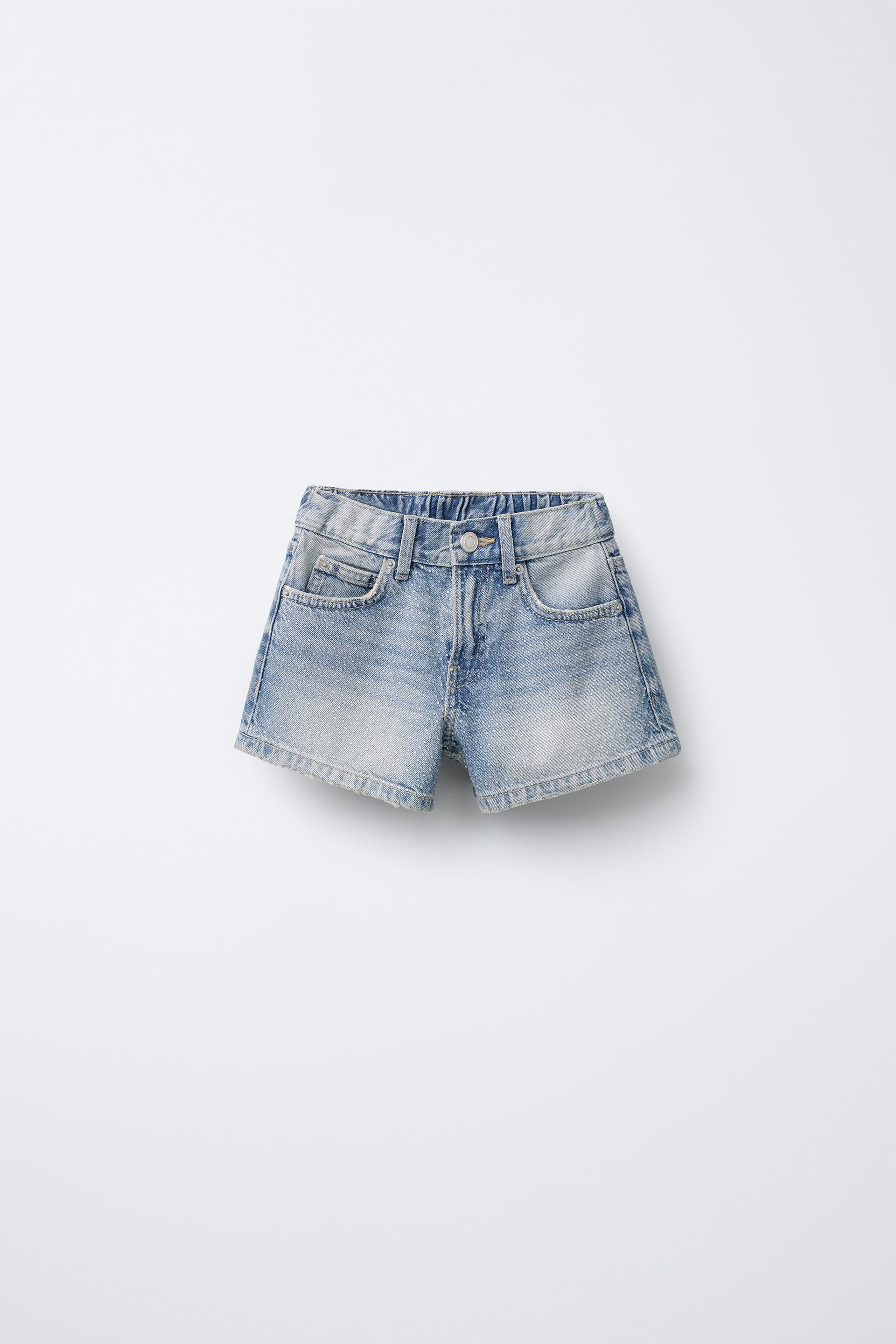 RHINESTONE DENIM SHORTS by ZARA