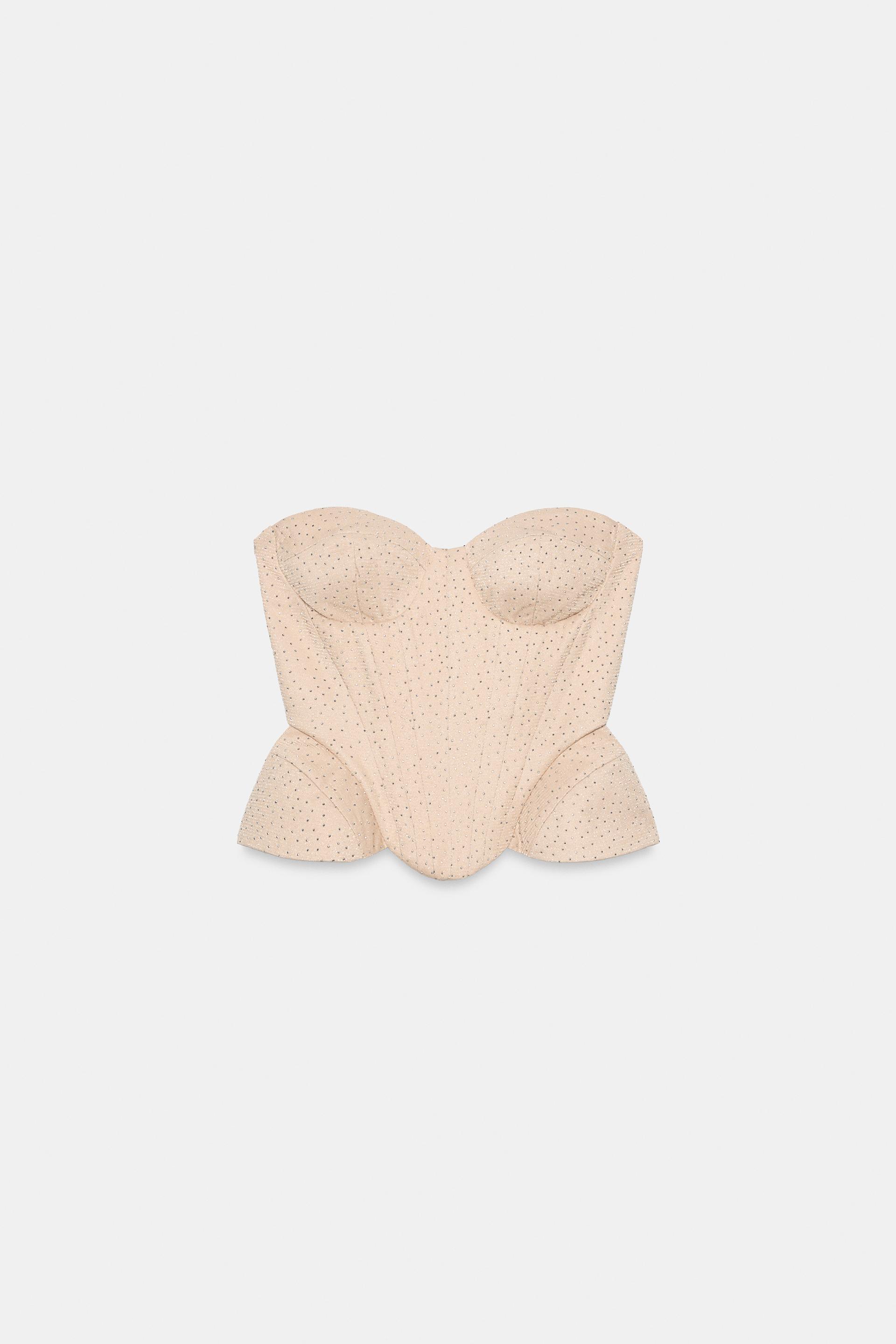 RHINESTONE PEPLUM CORSET TOP by ZARA