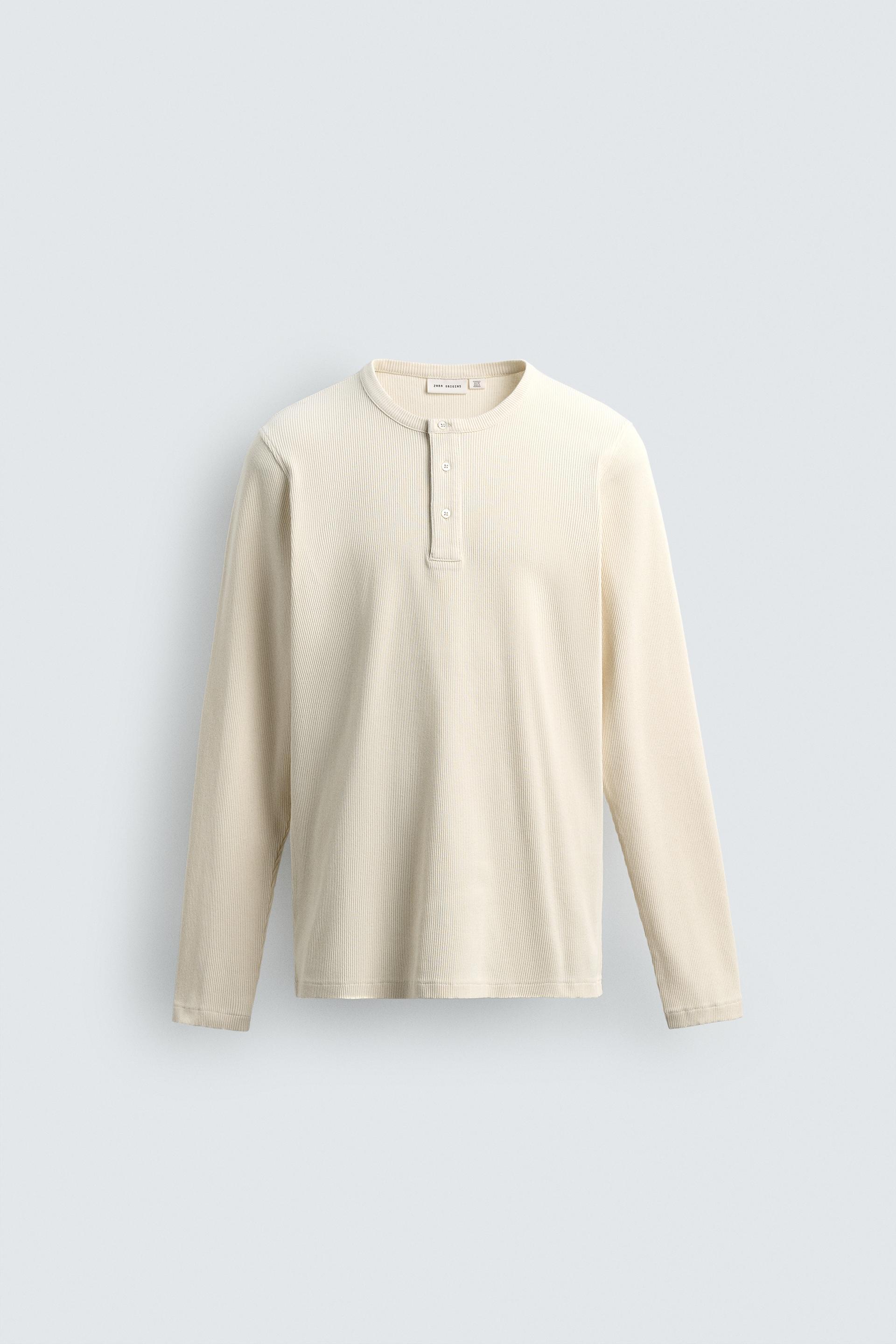 RIBBED HENLEY COLLAR T-SHIRT by ZARA