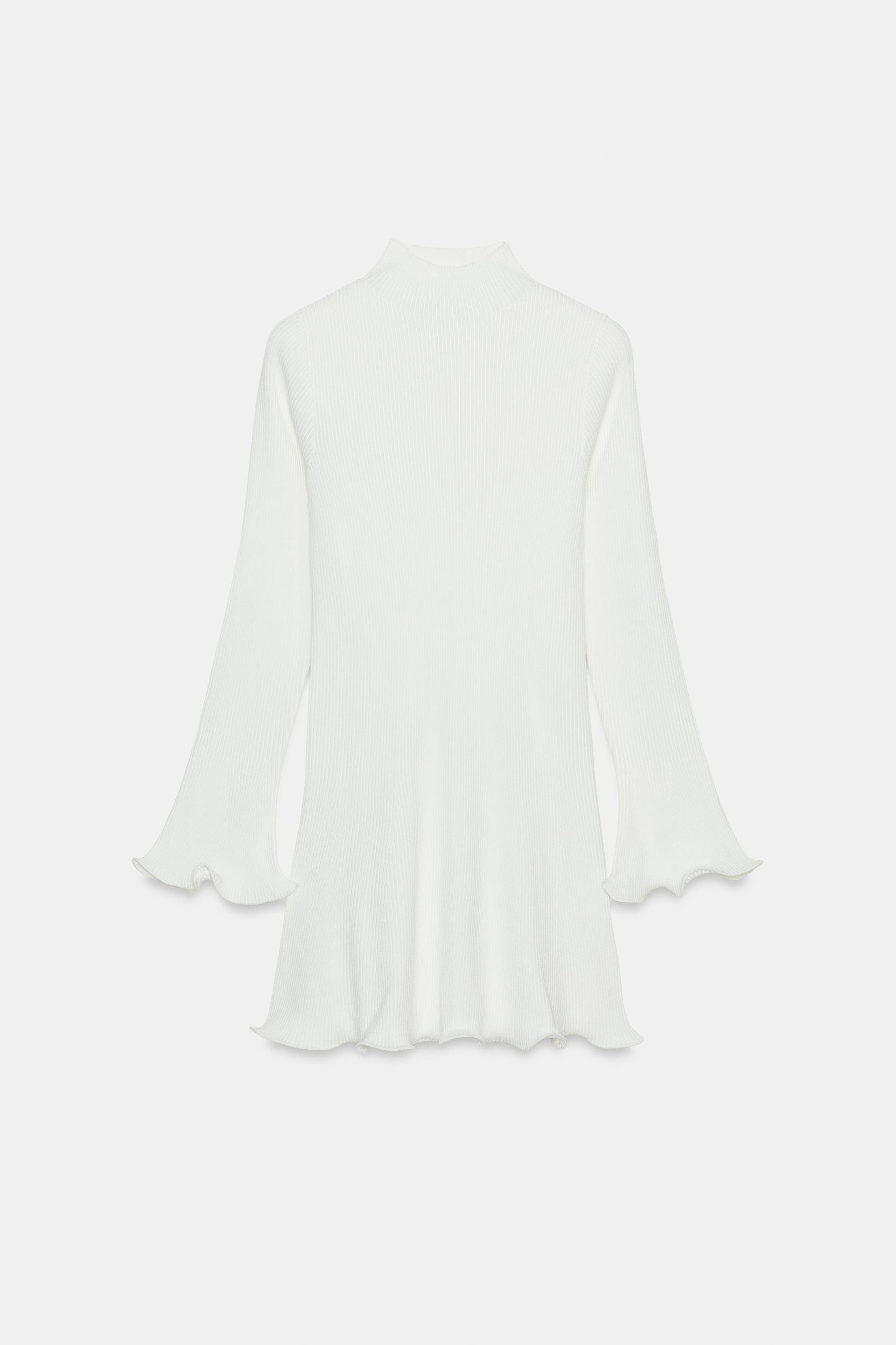 RIBBED KNIT DRESS WITH WAVY TRIM by ZARA