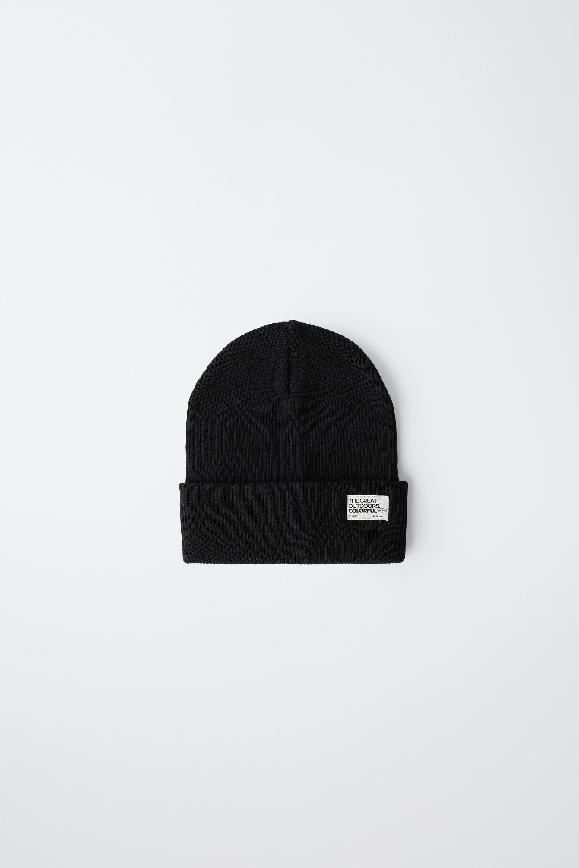 RIBBED KNIT HAT WITH LABEL by ZARA