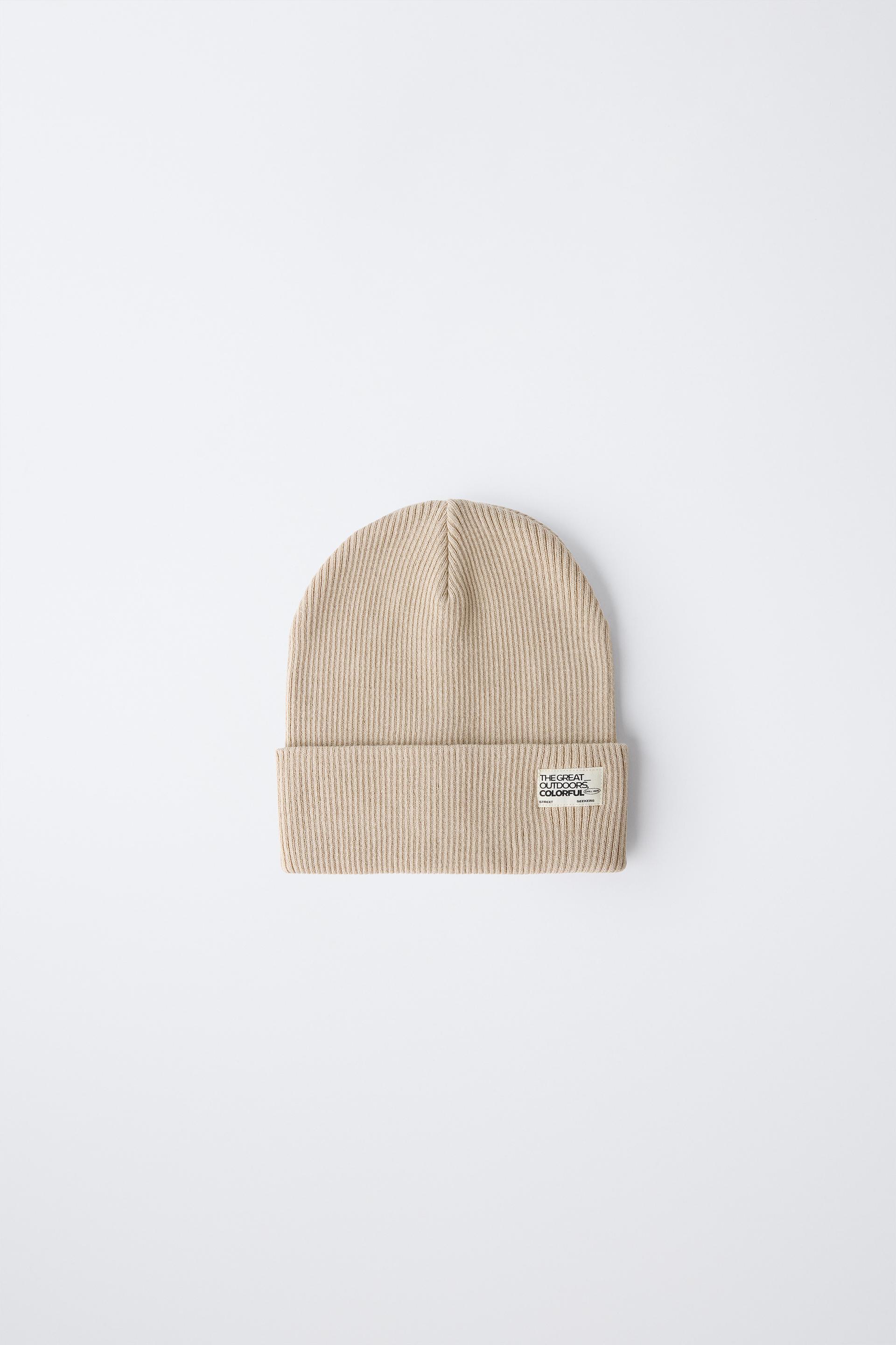 RIBBED KNIT HAT WITH LABEL by ZARA