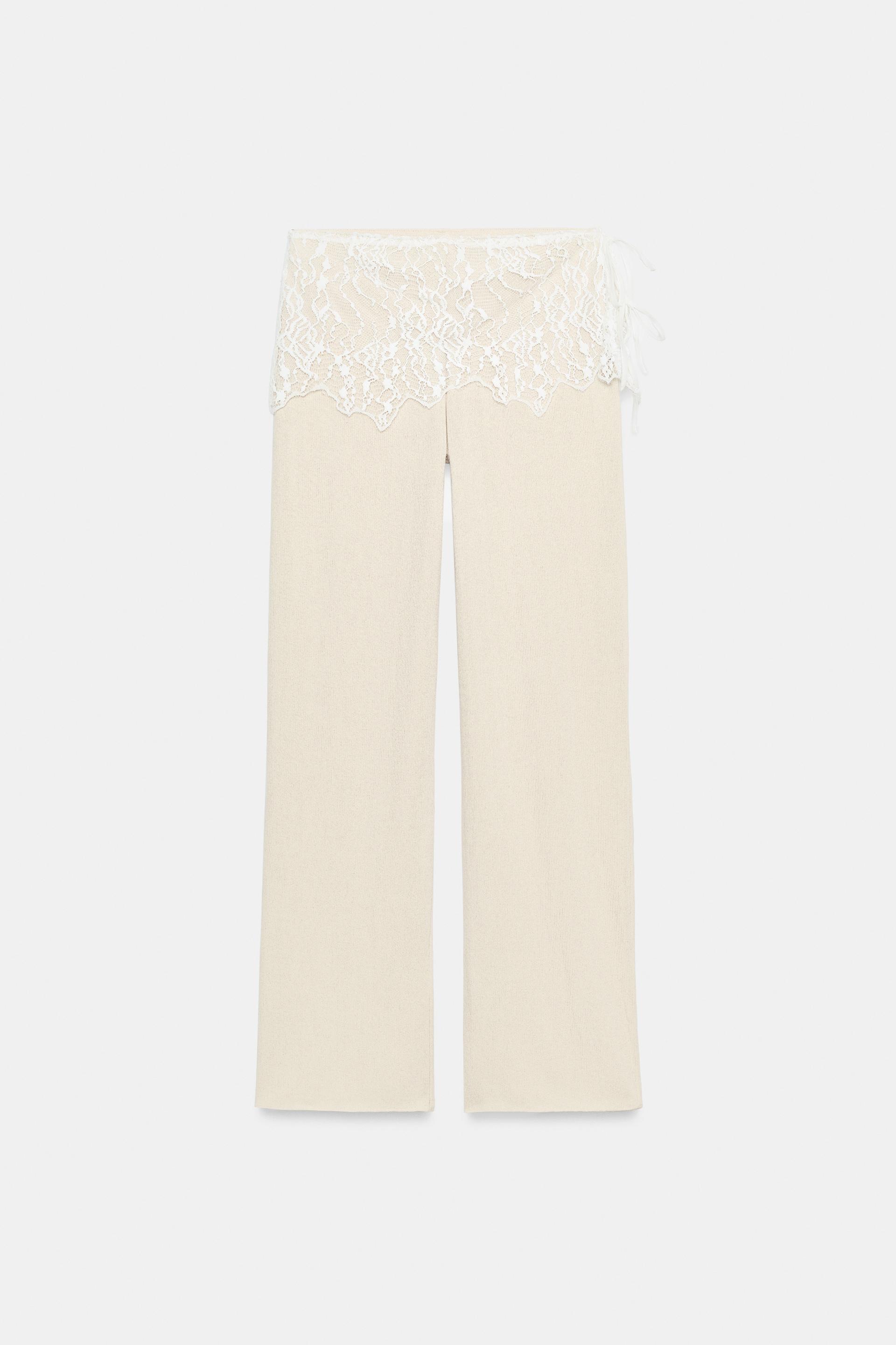 RIBBED LACE PANTS by ZARA