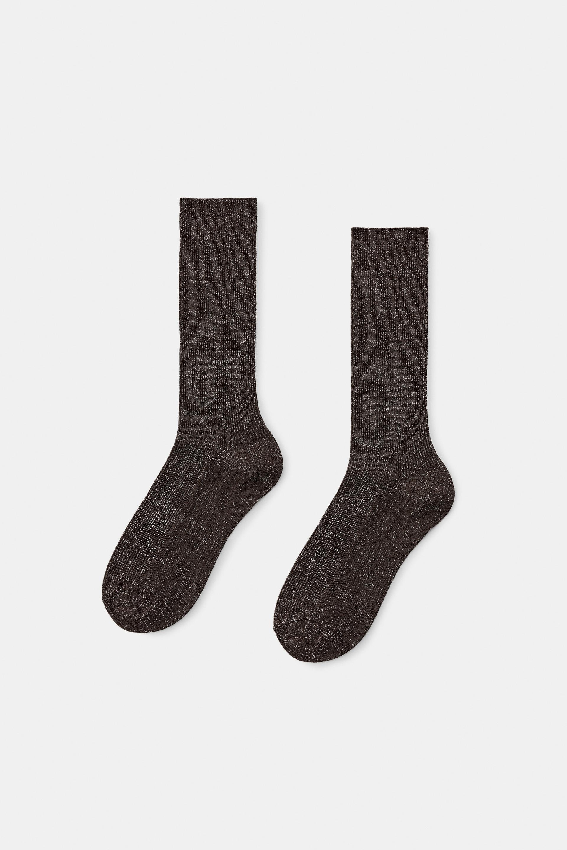 RIBBED SOCKS WITH METALLIC THREAD by ZARA