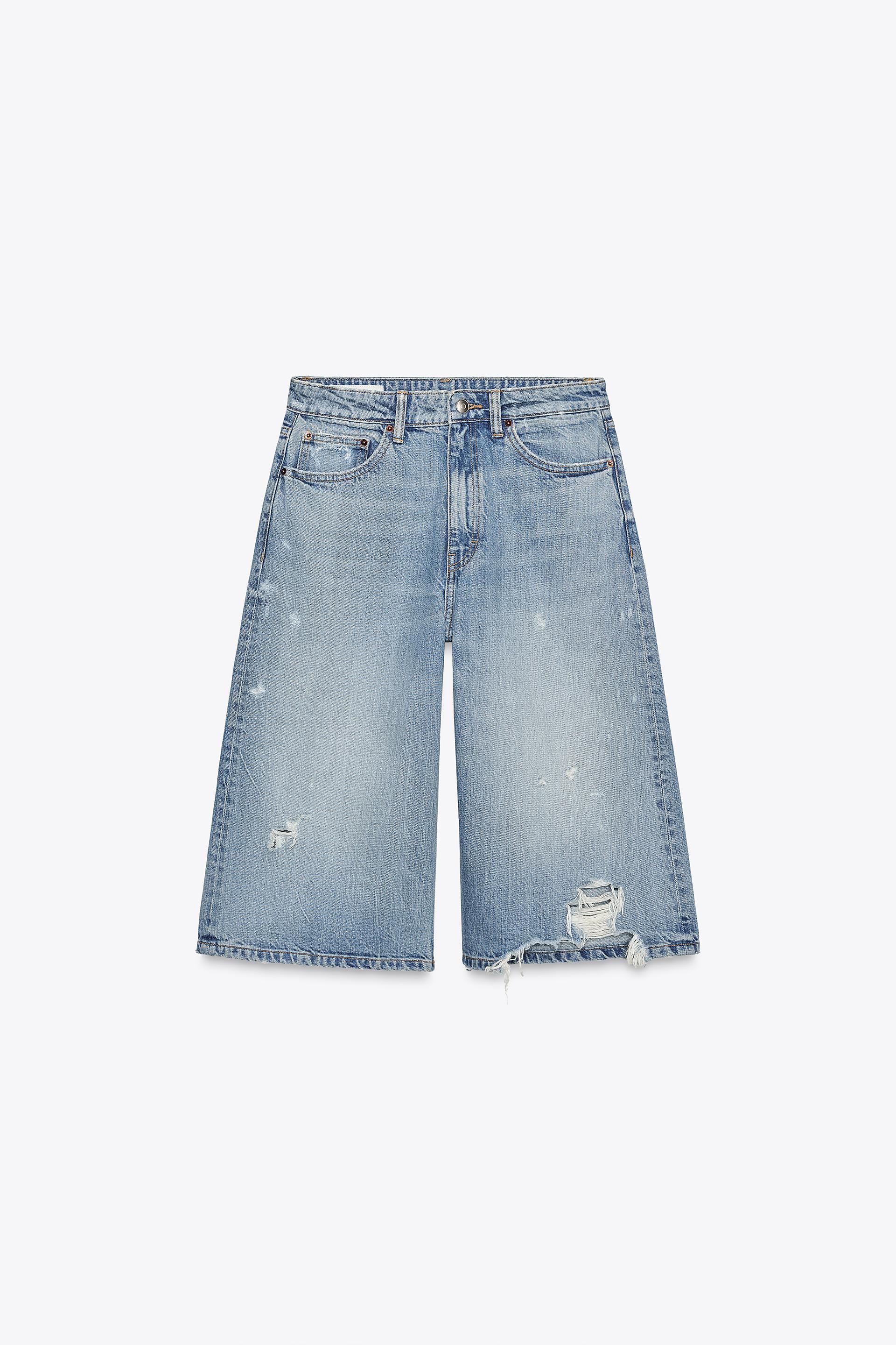 RIPPED BAGGY DENIM JORTS by ZARA