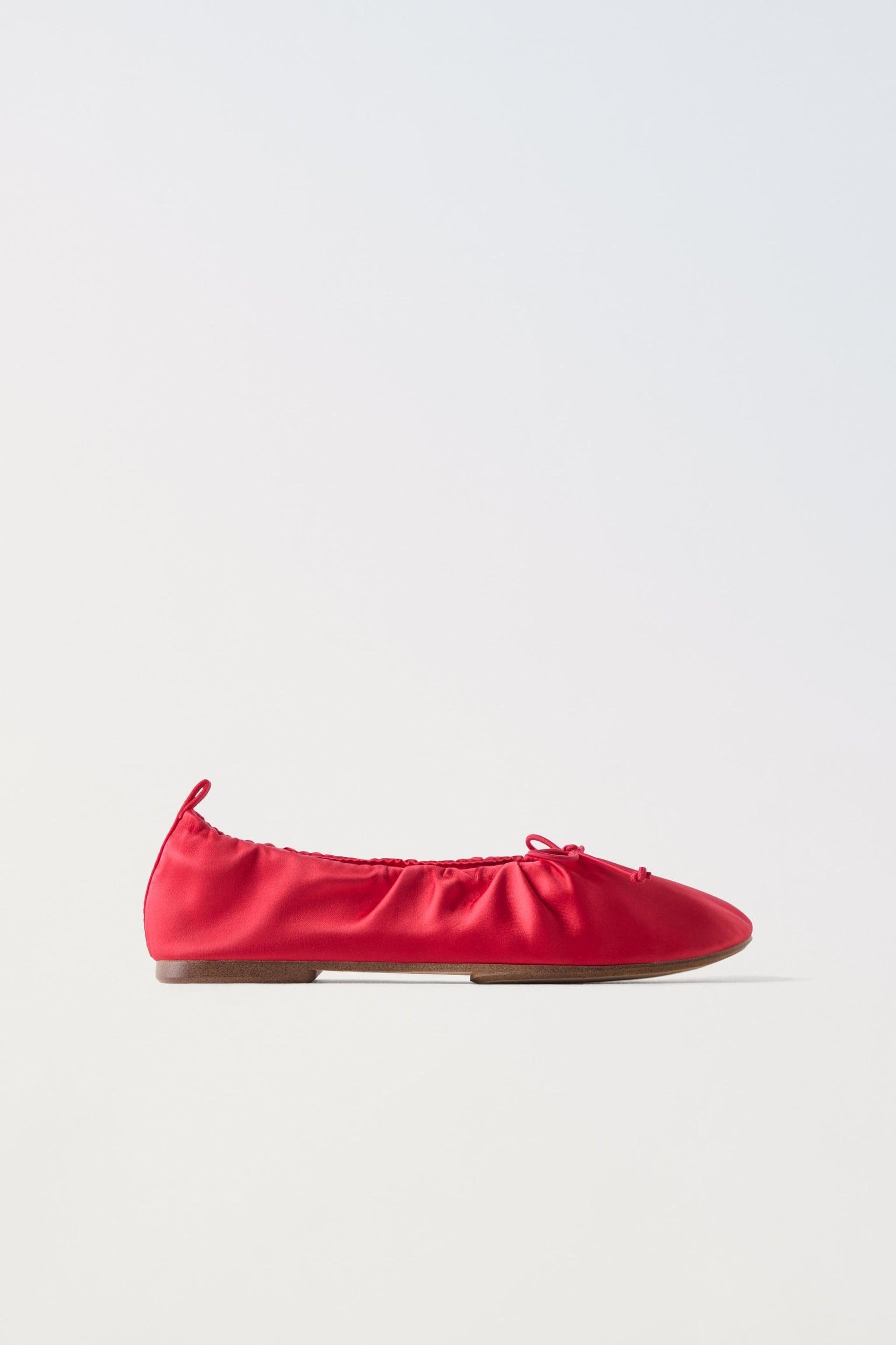 RUCHED BOW TRIM BALLET FLATS by ZARA