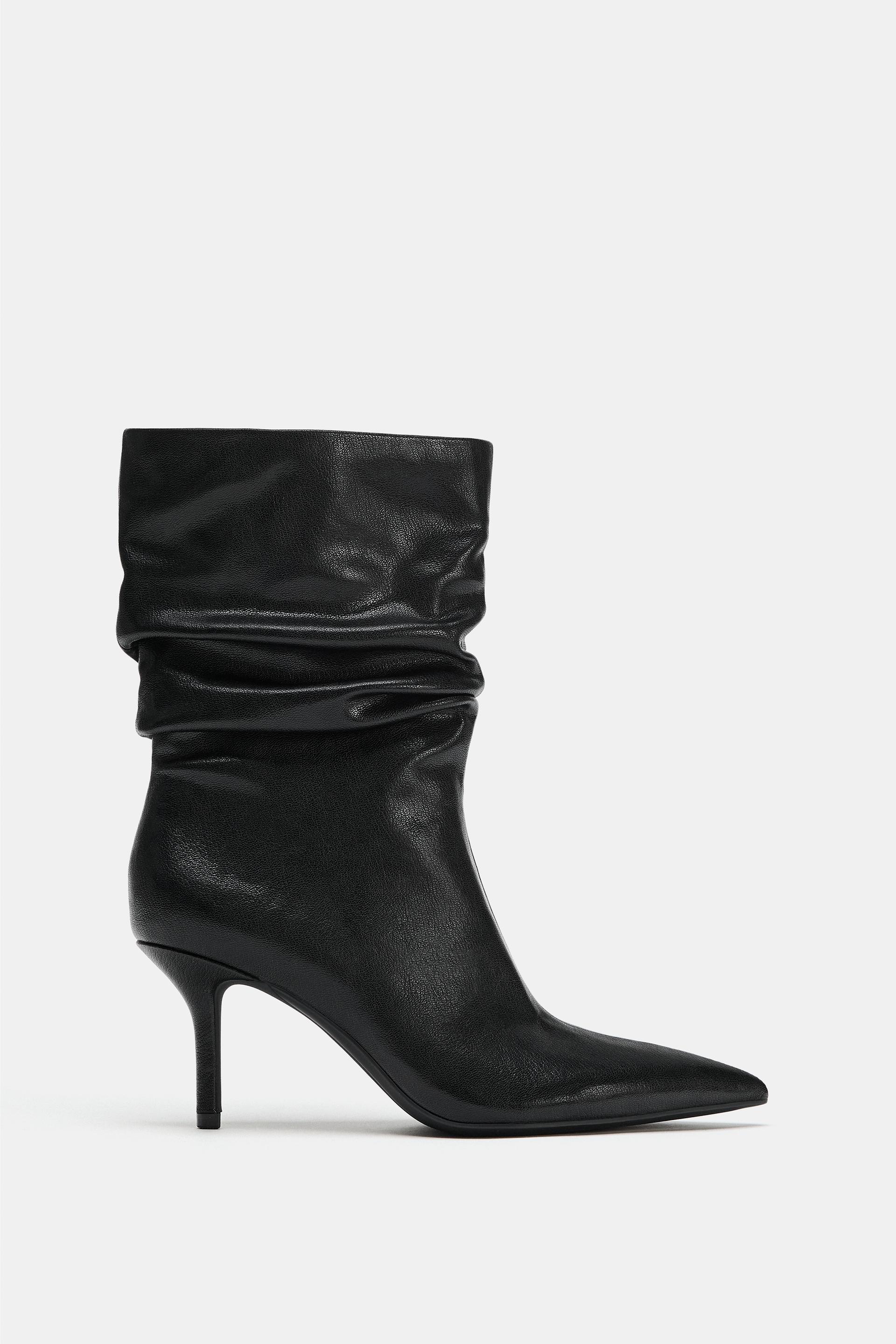 RUCHED HEELED ANKLE BOOTS by ZARA