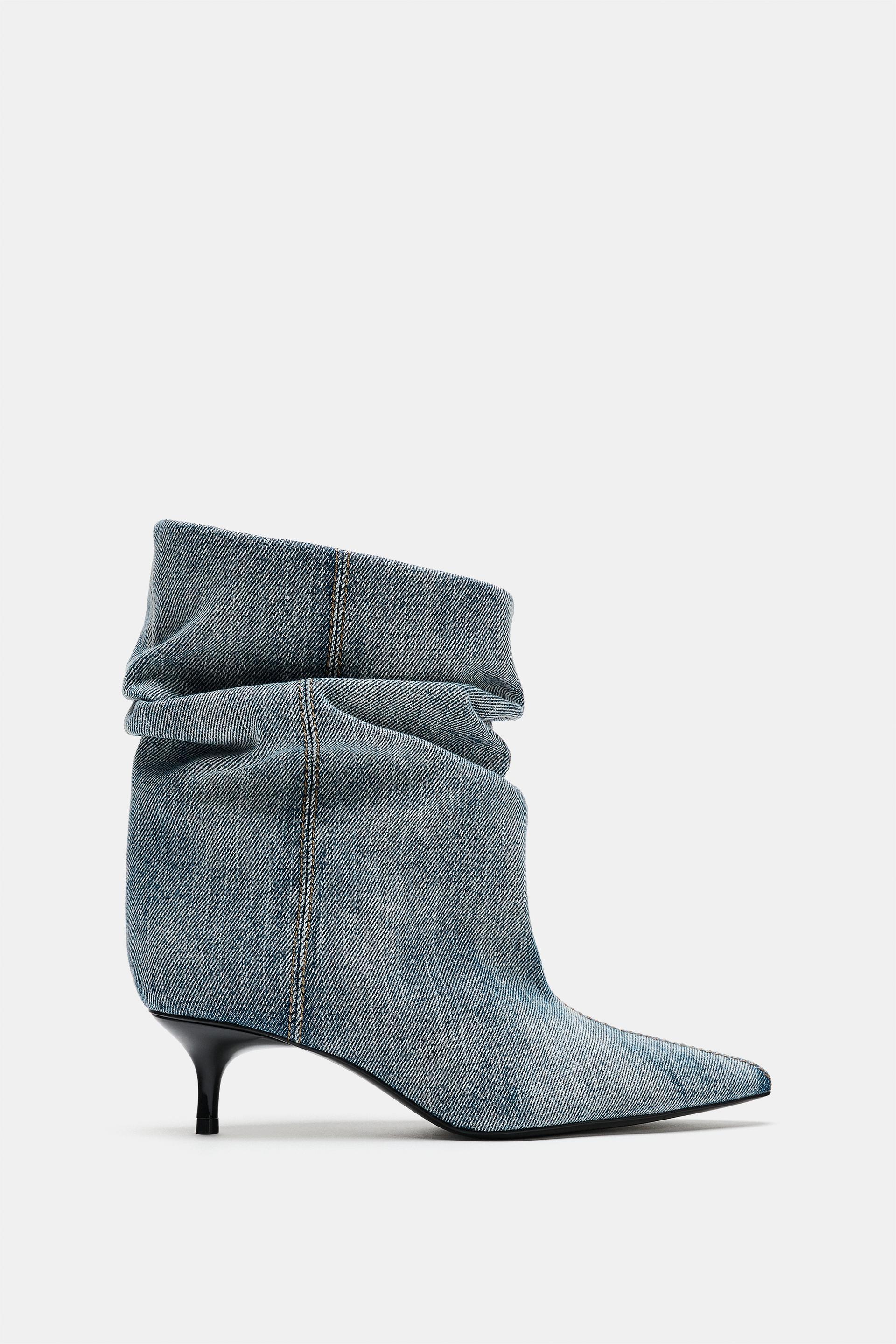 RUCHED KITTEN HEEL BOOTIES by ZARA
