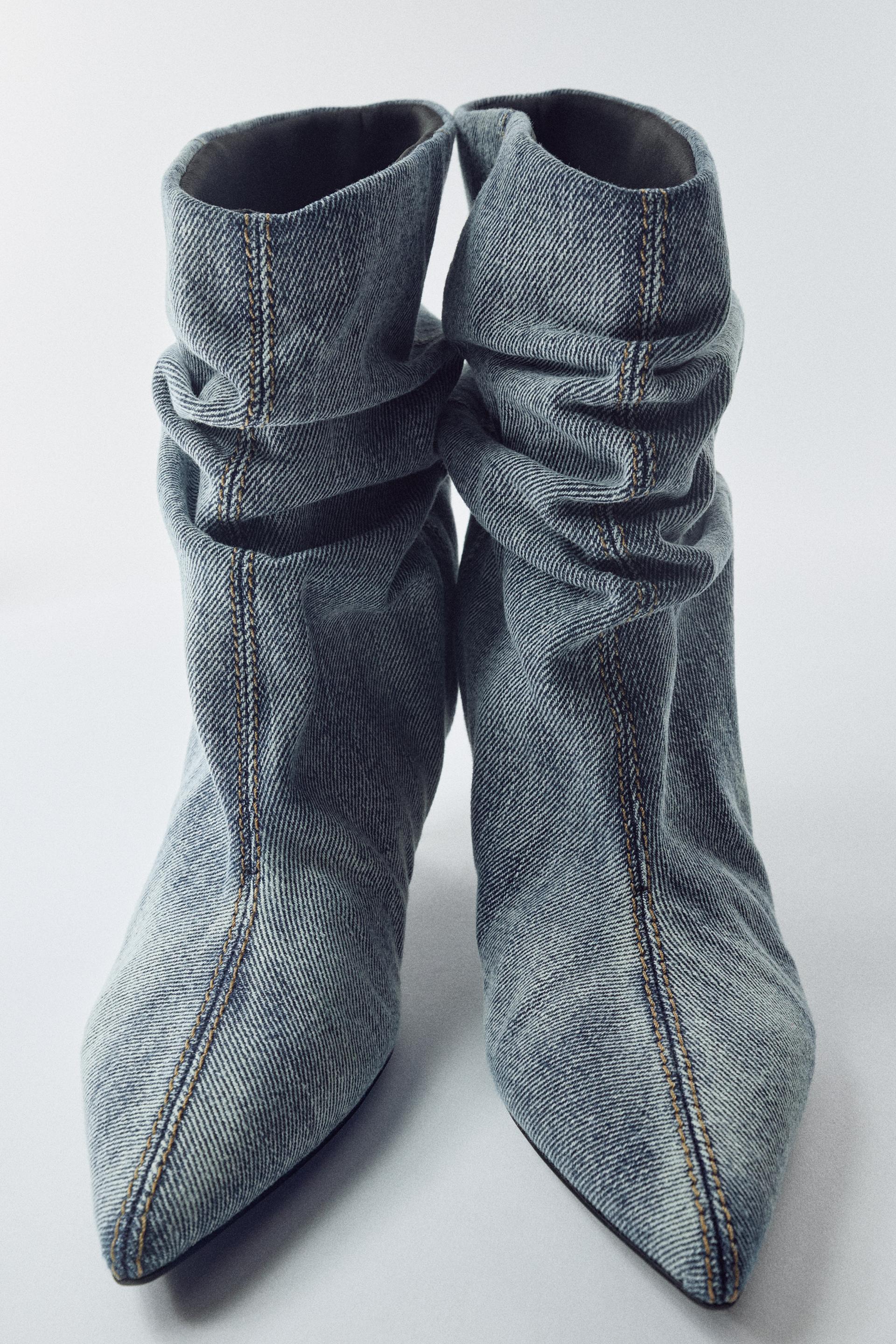 RUCHED KITTEN HEEL BOOTIES by ZARA