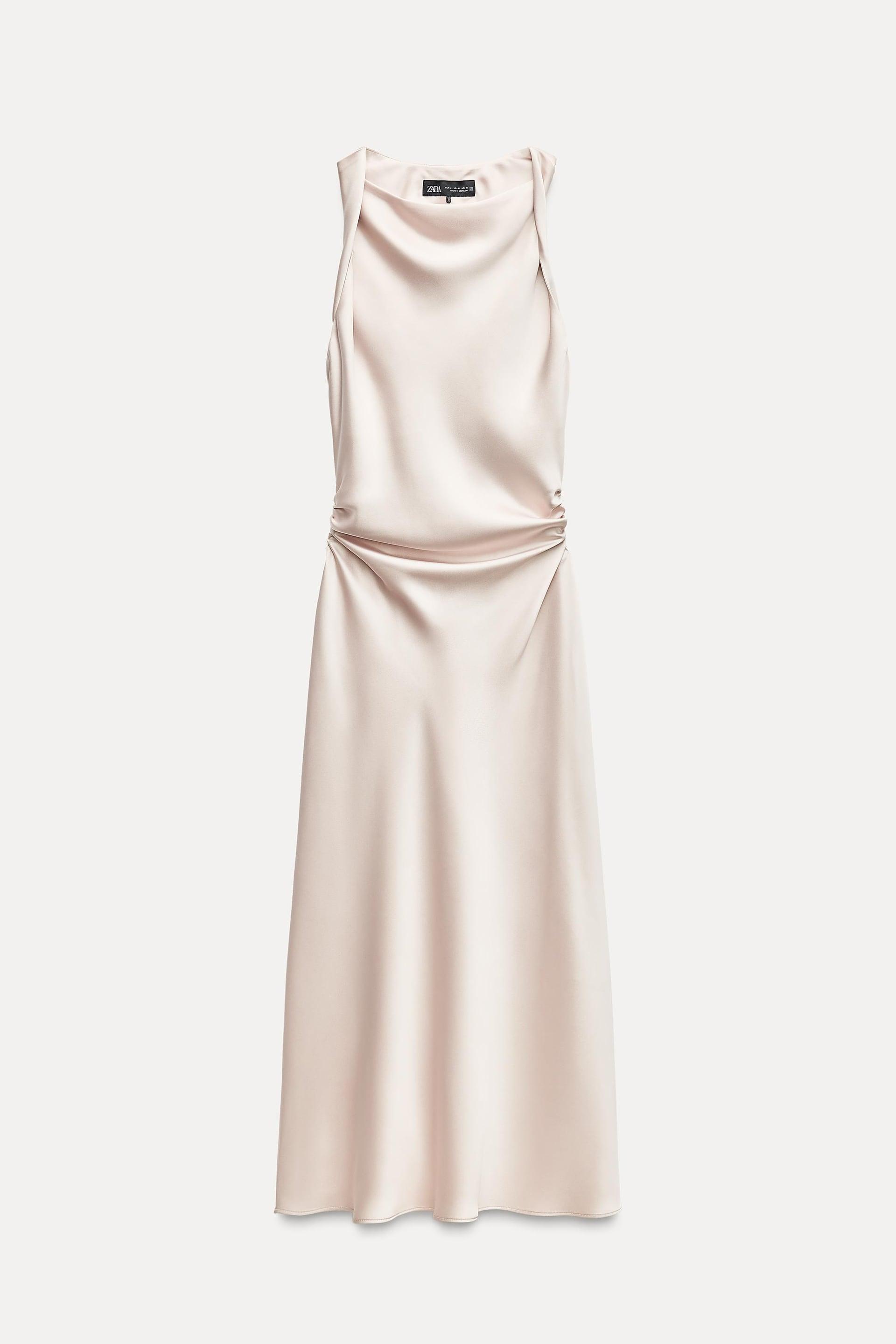 RUCHED SATIN EFFECT MIDI DRESS by ZARA