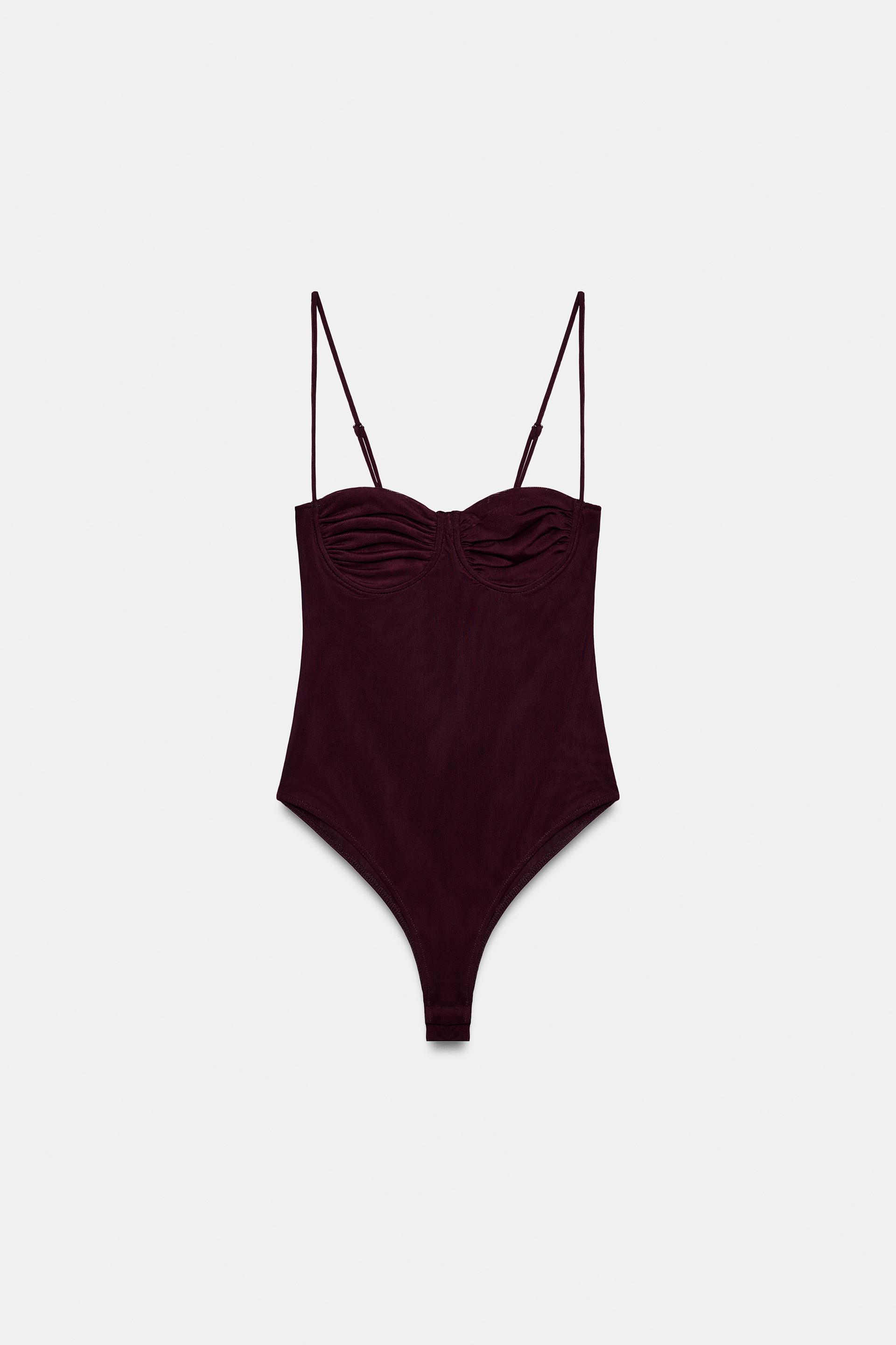 RUCHED TULLE BODYSUIT by ZARA