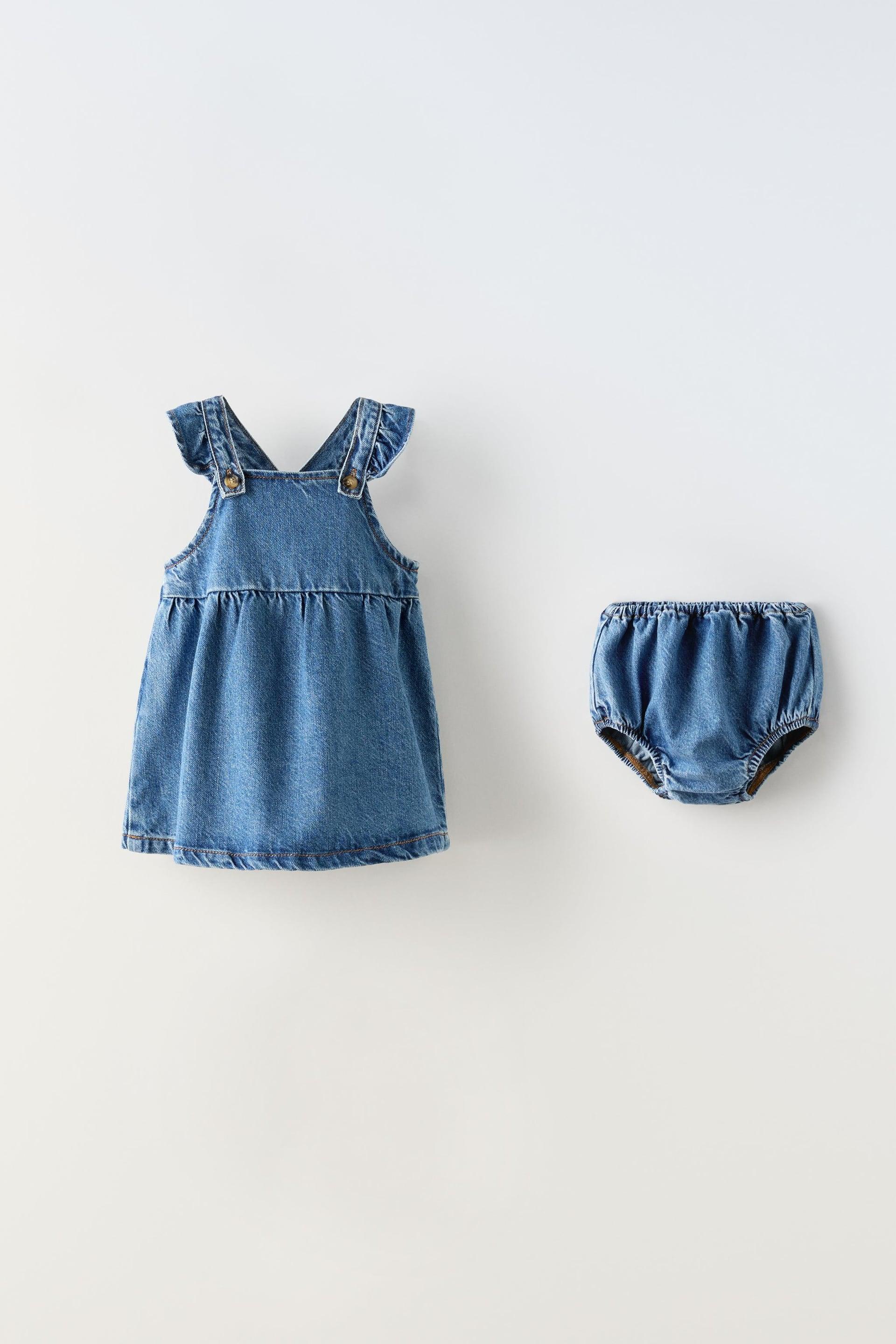 RUFFLED DENIM PINAFORE by ZARA